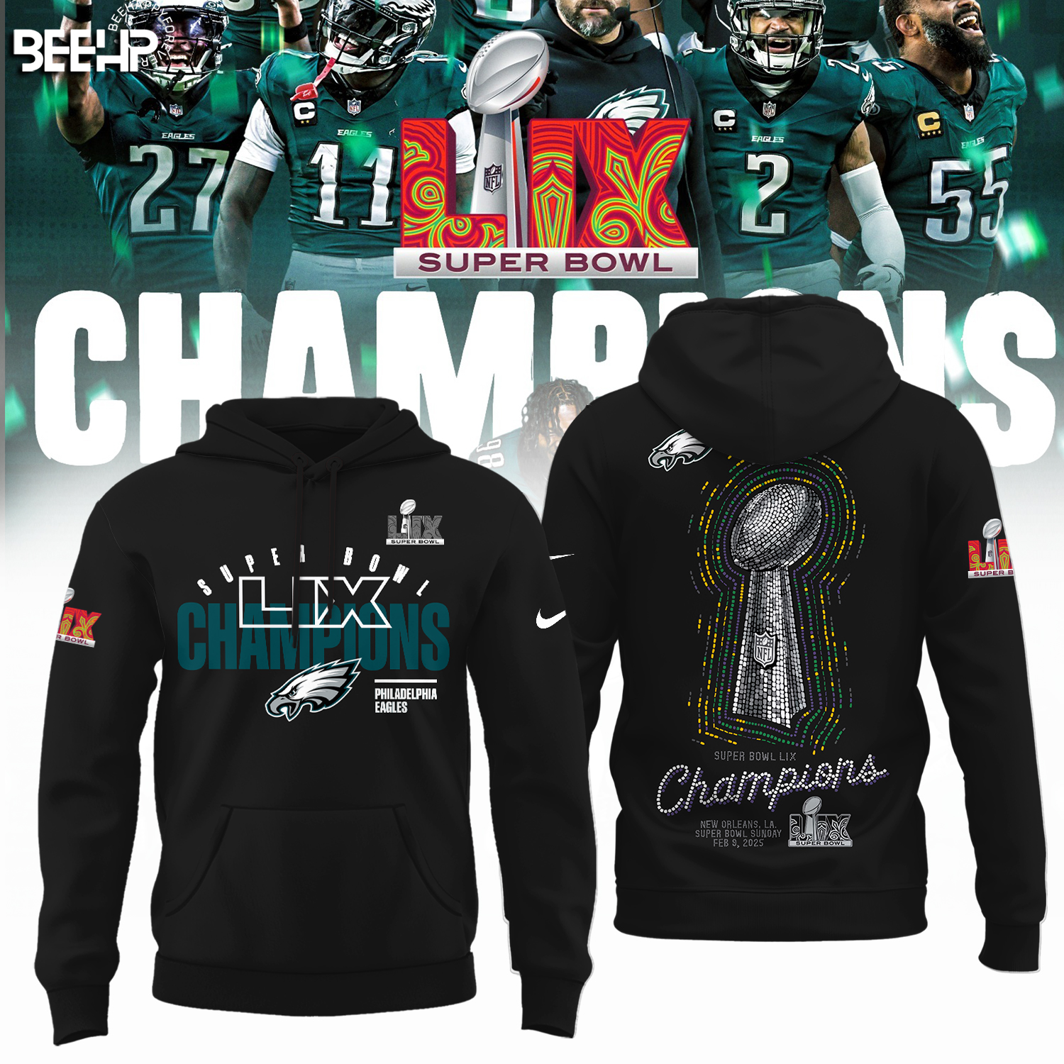 Philadelphia Eagles Super Bowl LIX Champions Shirt - Famjoys Philadelphia Eagles Super Bowl LIX Champions Shirt - Famjoys