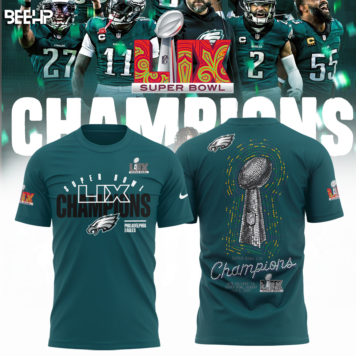 Philadelphia Eagles Super Bowl LIX Champions Shirt - Famjoys Philadelphia Eagles Super Bowl LIX Champions Shirt - Famjoys