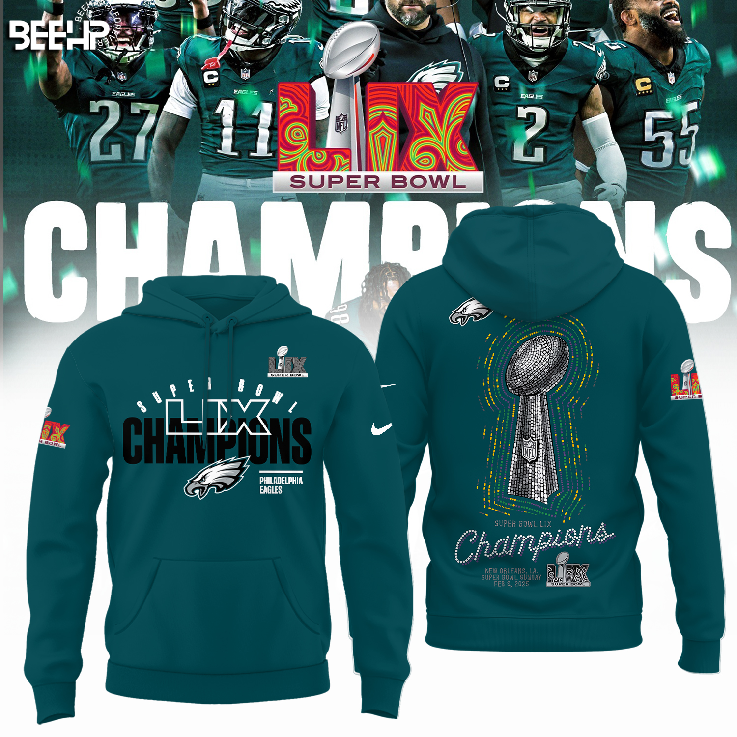 Philadelphia Eagles Super Bowl LIX Champions Shirt - Famjoys Philadelphia Eagles Super Bowl LIX Champions Shirt - Famjoys