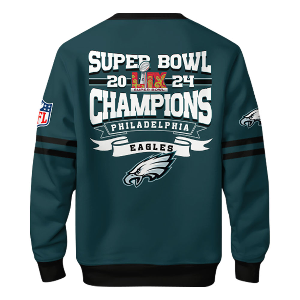 Philadelphia Eagles Super Bowl LIX Champions Sweatshirt 2025 - Famjoys Philadelphia Eagles Super Bowl LIX Champions Sweatshirt 2025 - Famjoys