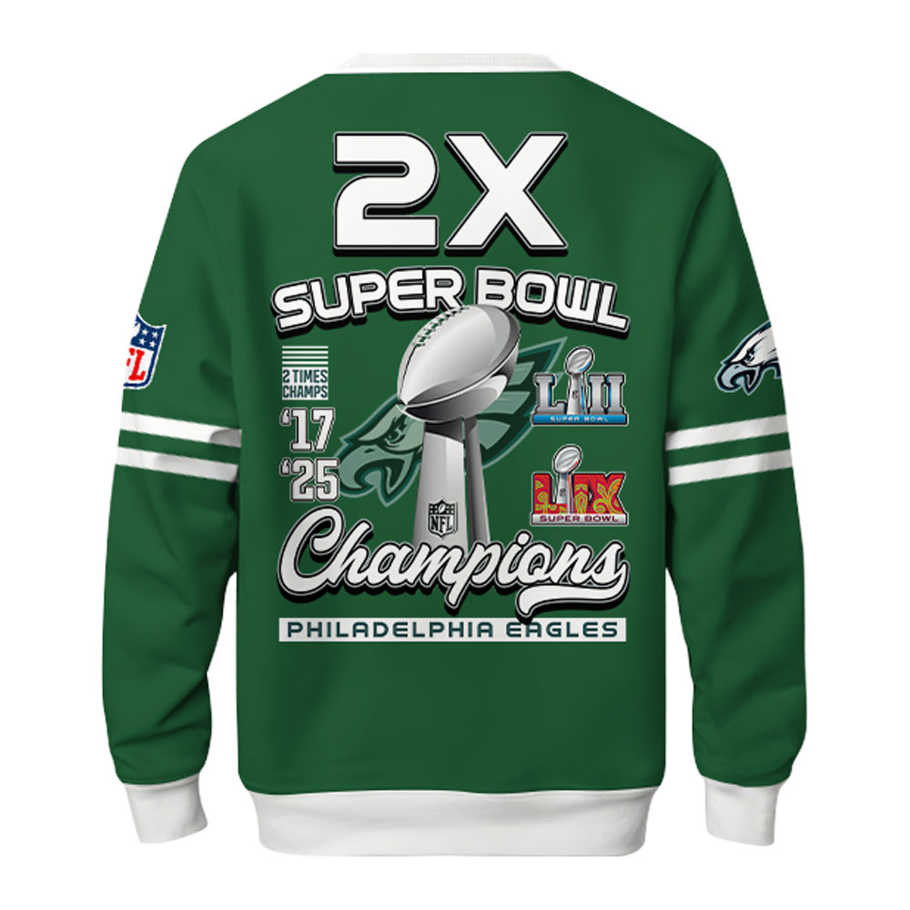 Philadelphia Eagles Super Bowl LIX Champions SweatShirt - Famjoys Philadelphia Eagles Super Bowl LIX Champions SweatShirt - Famjoys