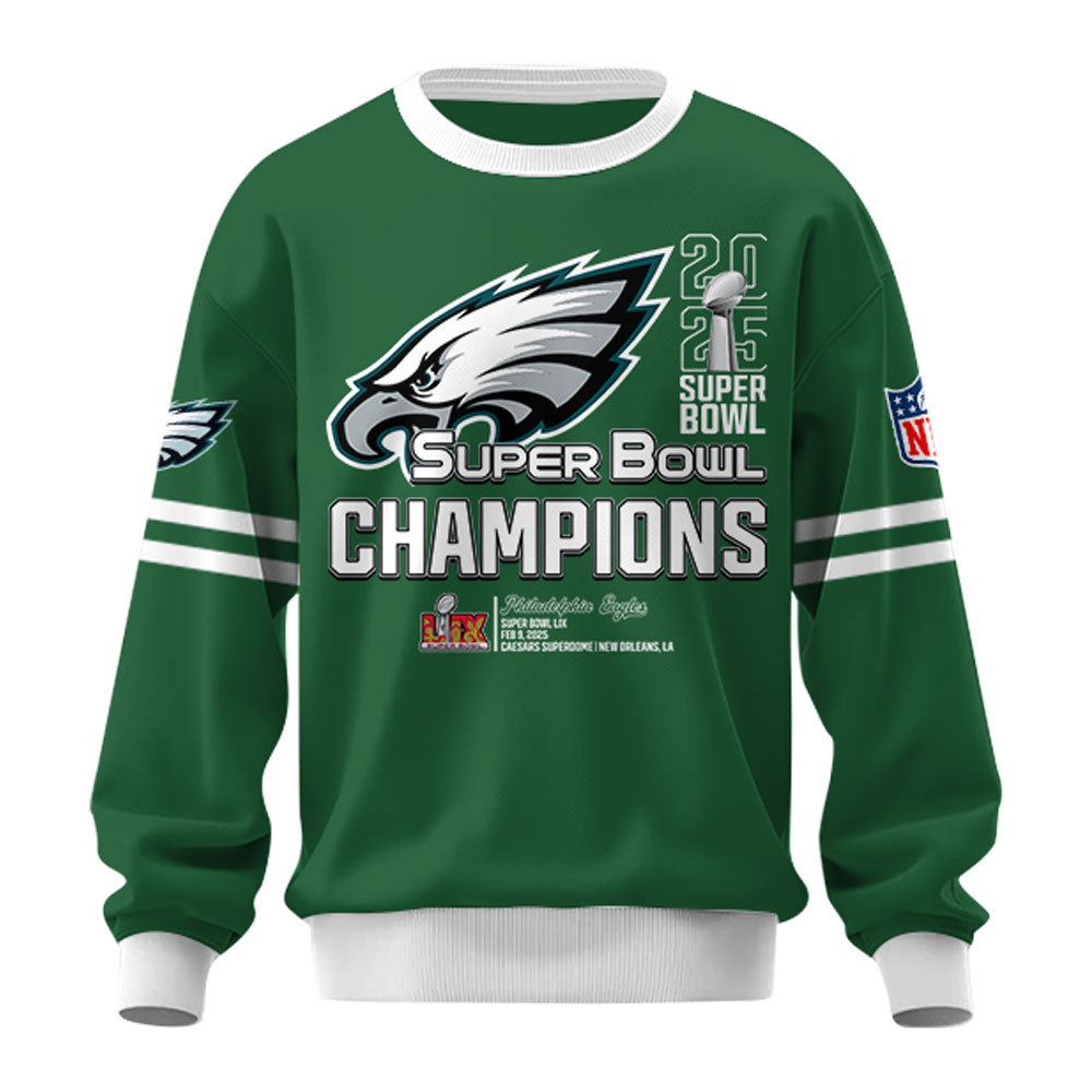 Philadelphia Eagles Super Bowl LIX Champions SweatShirt - Famjoys Philadelphia Eagles Super Bowl LIX Champions SweatShirt - Famjoys