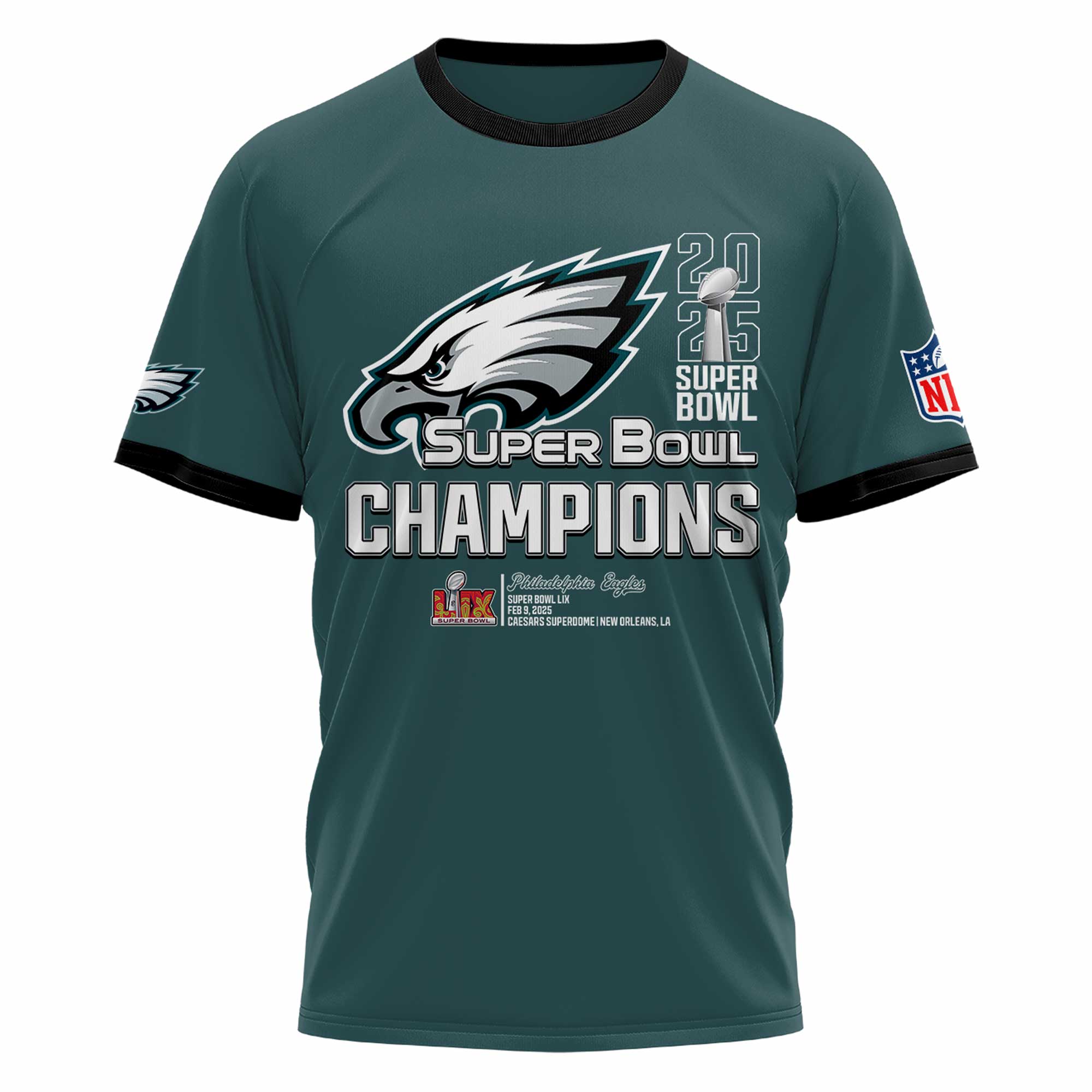 Philadelphia Eagles Super Bowl LIX Champions T-Shirt V2 - Famjoys Philadelphia Eagles Super Bowl LIX Champions T-Shirt V2 - Famjoys