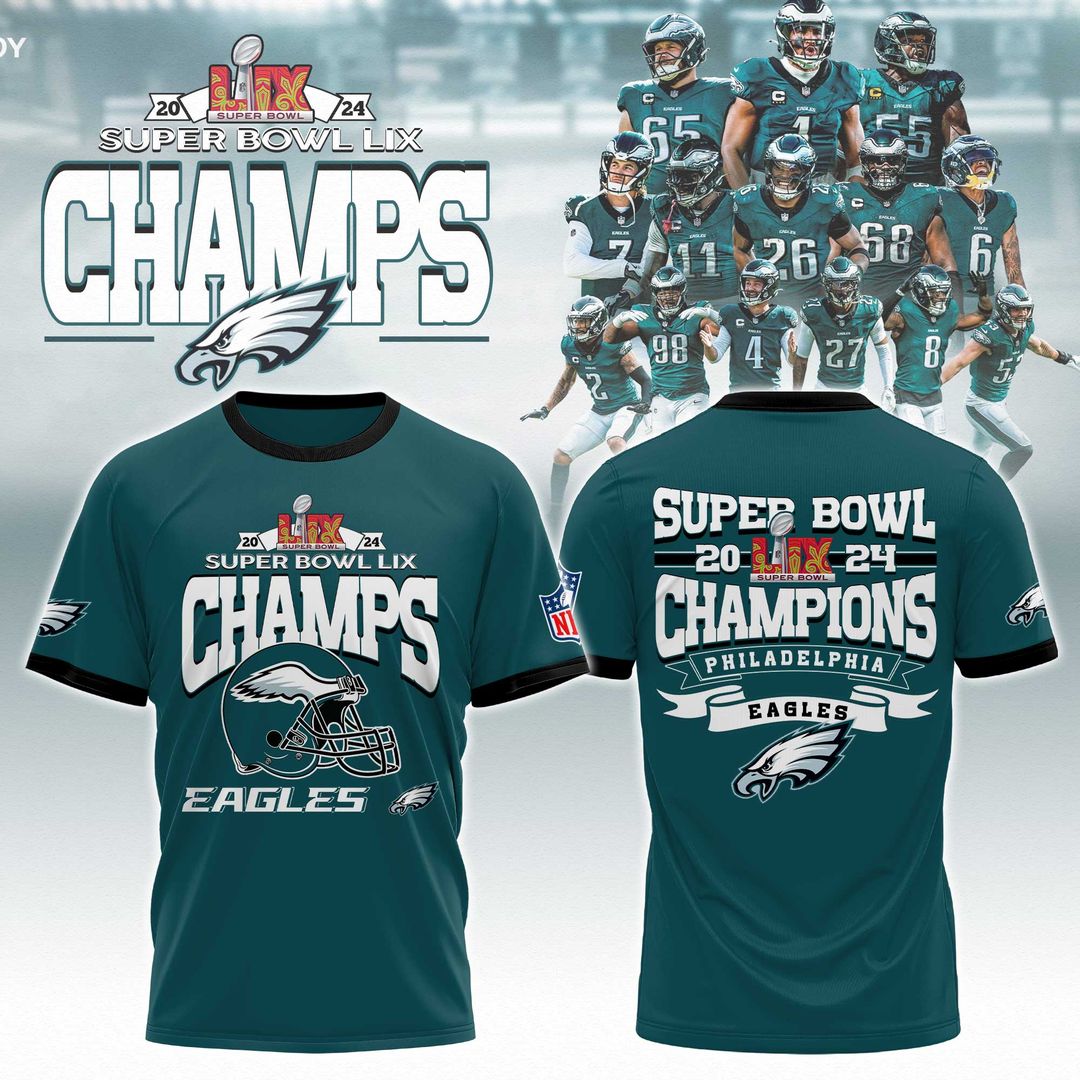 Philadelphia Eagles Super Bowl LIX Champions Tshirt 2025 - Famjoys Philadelphia Eagles Super Bowl LIX Champions Tshirt 2025 - Famjoys