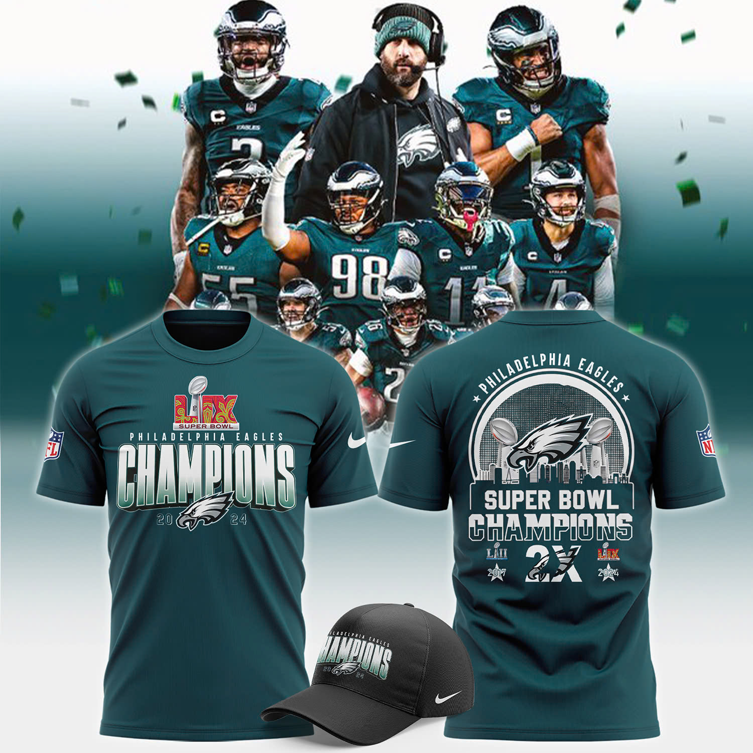 Philadelphia Eagles Super Bowl LIX Champions TShirt - Famjoys Philadelphia Eagles Super Bowl LIX Champions TShirt - Famjoys
