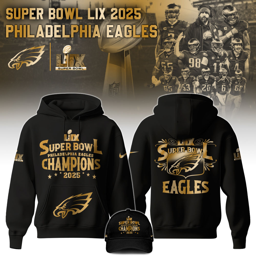 Philadelphia Eagles Super Bowl LIX Champions Unisex Hoodie V6 - Famjoys Philadelphia Eagles Super Bowl LIX Champions Unisex Hoodie V6 - Famjoys