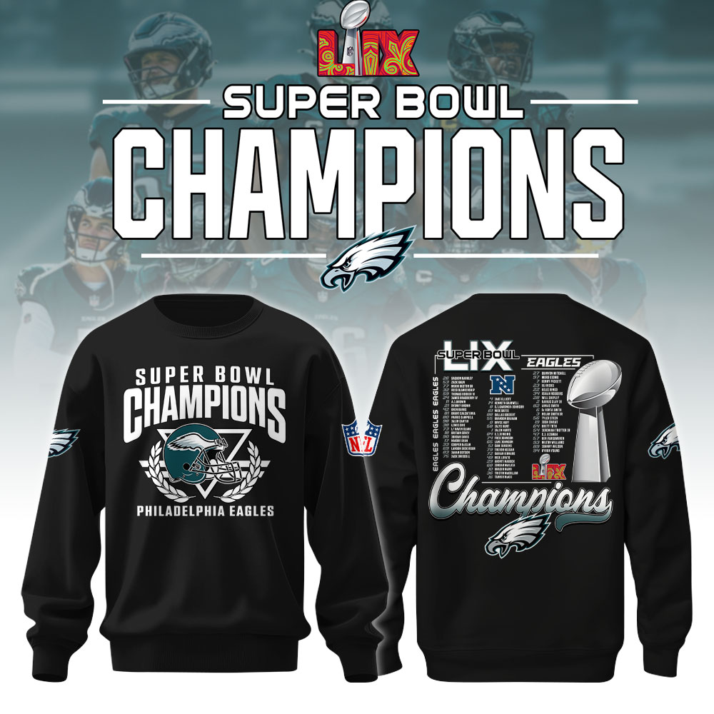 Philadelphia Eagles Super Bowl LIX Champions Unisex Sweatshirt V2 - Famjoys Philadelphia Eagles Super Bowl LIX Champions Unisex Sweatshirt V2 - Famjoys