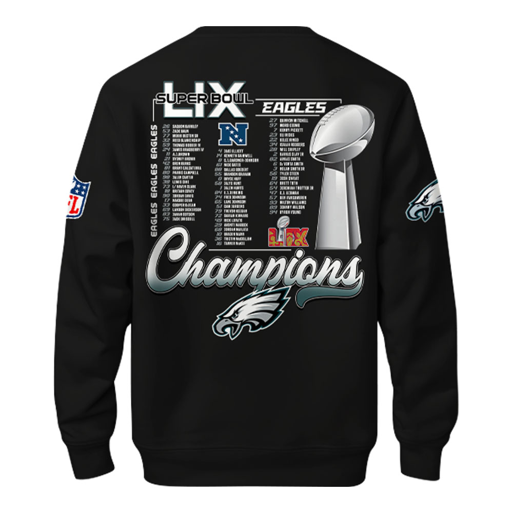 Philadelphia Eagles Super Bowl LIX Champions Unisex Sweatshirt V2 - Famjoys Philadelphia Eagles Super Bowl LIX Champions Unisex Sweatshirt V2 - Famjoys