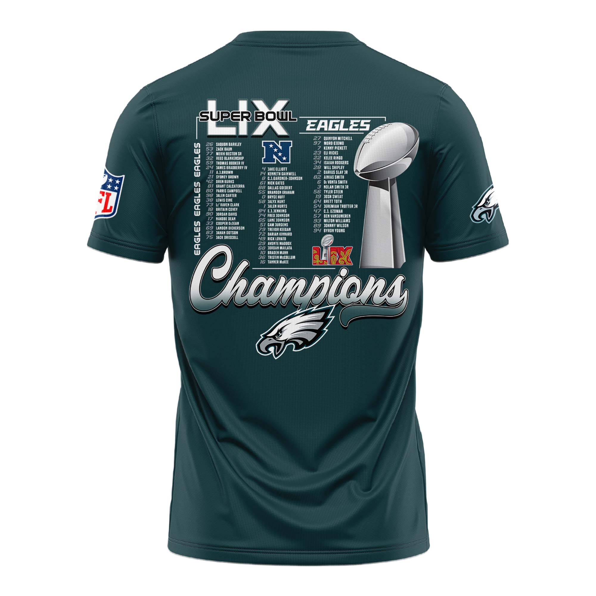 Philadelphia Eagles Super Bowl LIX Champions Unisex TShirt - Famjoys Philadelphia Eagles Super Bowl LIX Champions Unisex TShirt - Famjoys