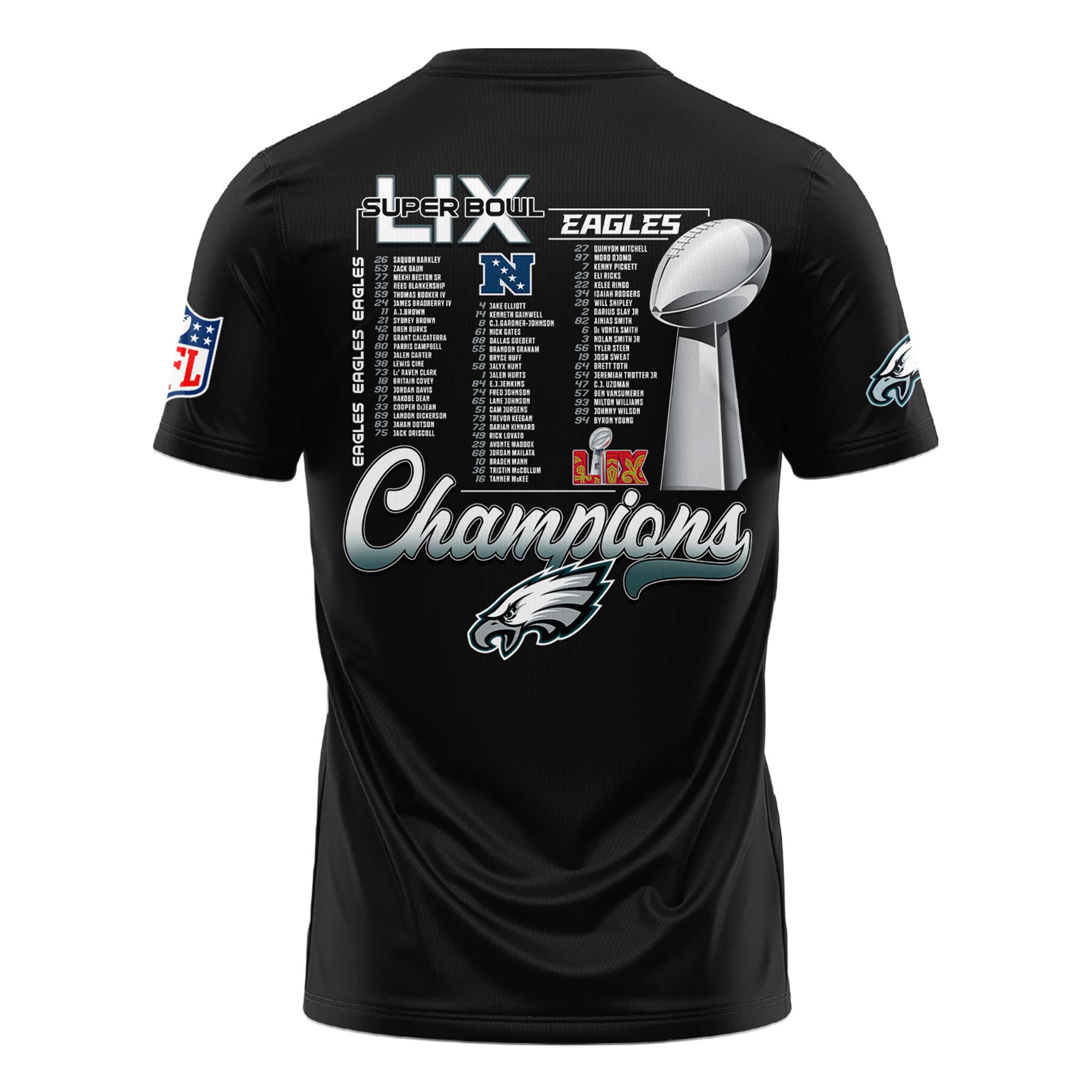 Philadelphia Eagles Super Bowl LIX Champions Unisex TShirt V2 - Famjoys Philadelphia Eagles Super Bowl LIX Champions Unisex TShirt V2 - Famjoys