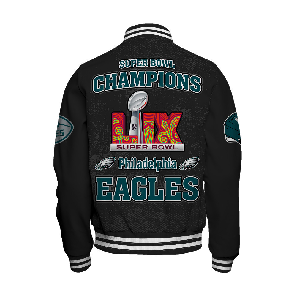 Philadelphia Eagles Super Bowl LIX Champions Winning Spirit Varsity Jacket - Famjoys Philadelphia Eagles Super Bowl LIX Champions Winning Spirit Varsity Jacket - Famjoys