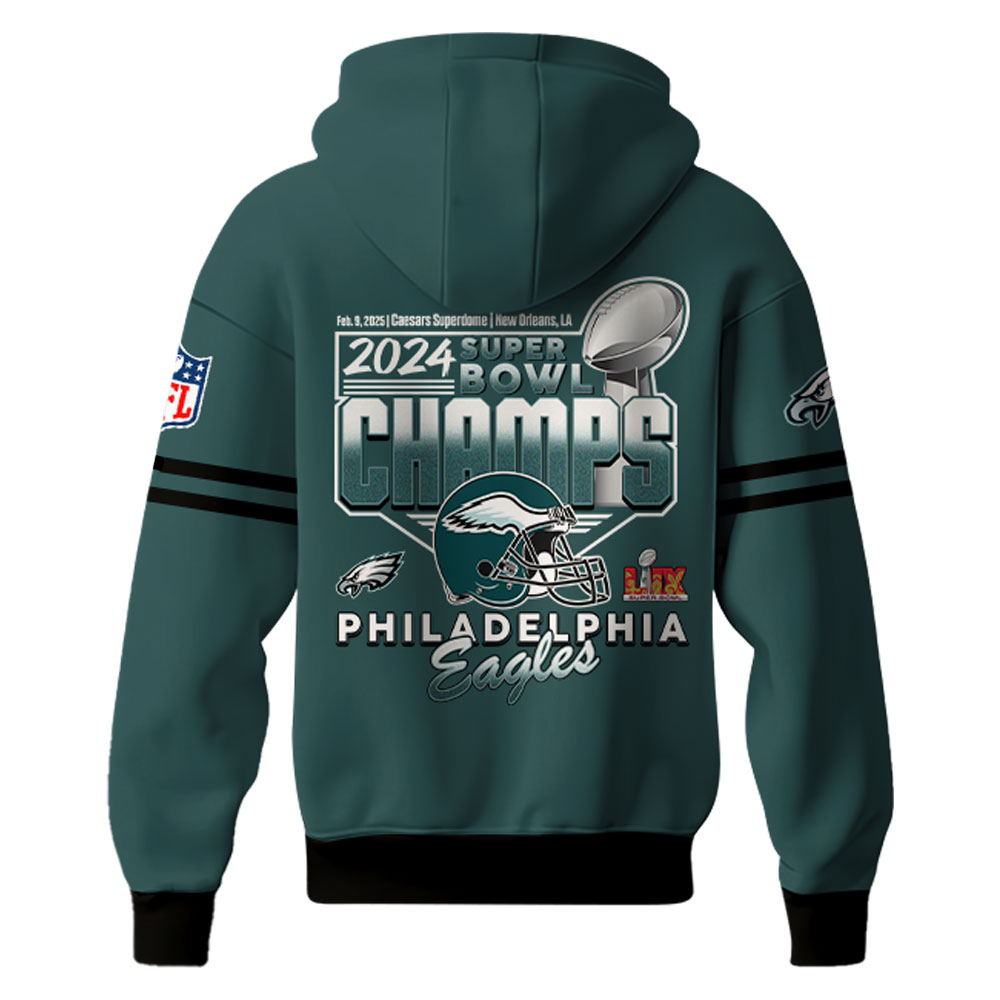 Philadelphia Eagles Super Bowl LIX Champions Zip Hoodie 2025 - Famjoys Philadelphia Eagles Super Bowl LIX Champions Zip Hoodie 2025 - Famjoys