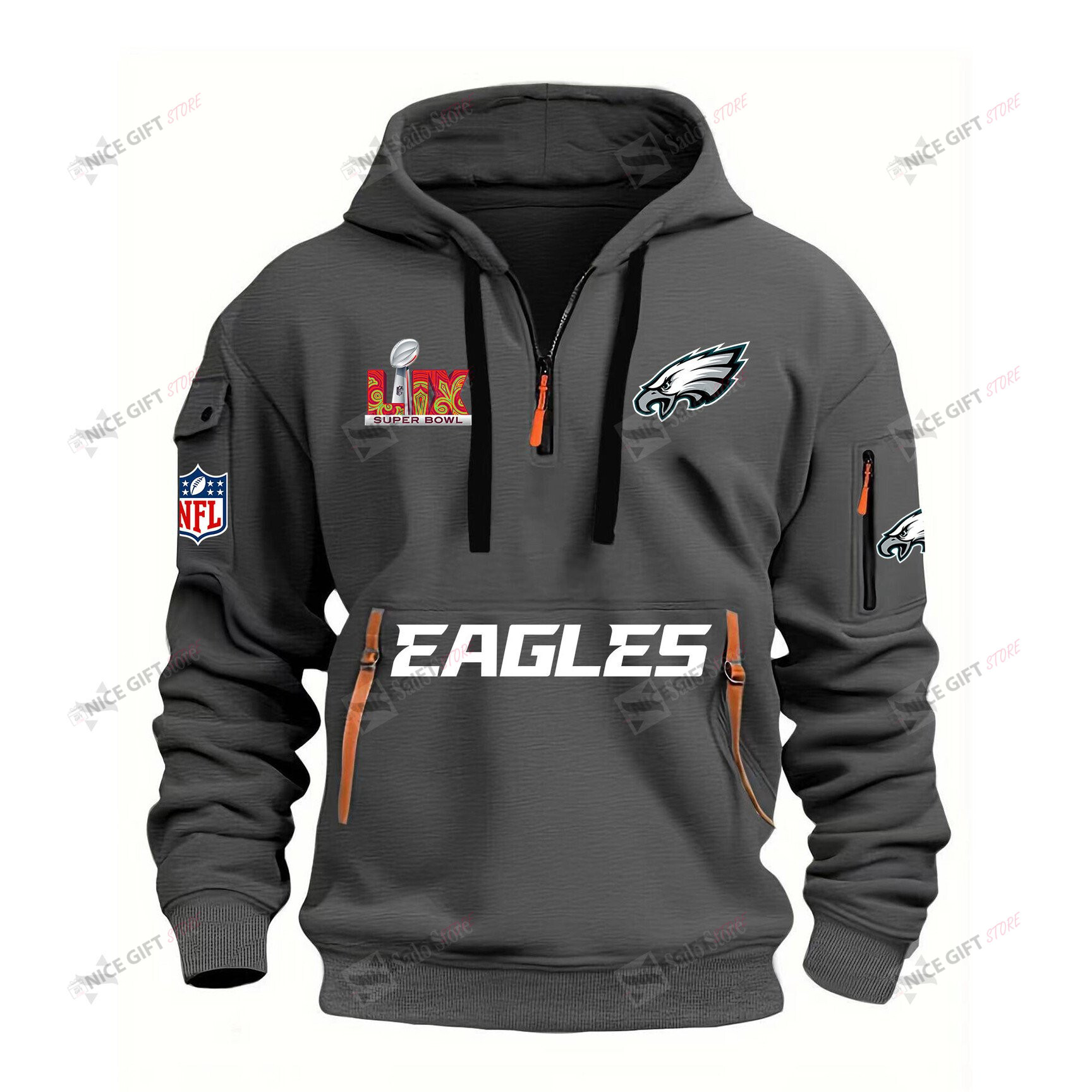 Philadelphia Eagles Super Bowl LIX Quarter Zip Hoodie QZH-P4Z9S3 - Famjoys Philadelphia Eagles Super Bowl LIX Quarter Zip Hoodie QZH-P4Z9S3 - Famjoys