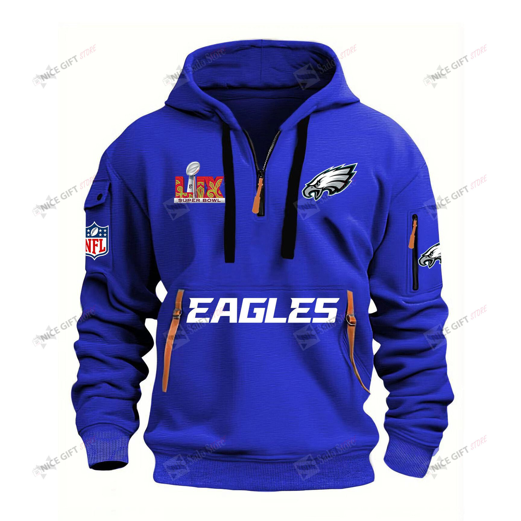 Philadelphia Eagles Super Bowl LIX Quarter Zip Hoodie QZH-P4Z9S3 - Famjoys Philadelphia Eagles Super Bowl LIX Quarter Zip Hoodie QZH-P4Z9S3 - Famjoys