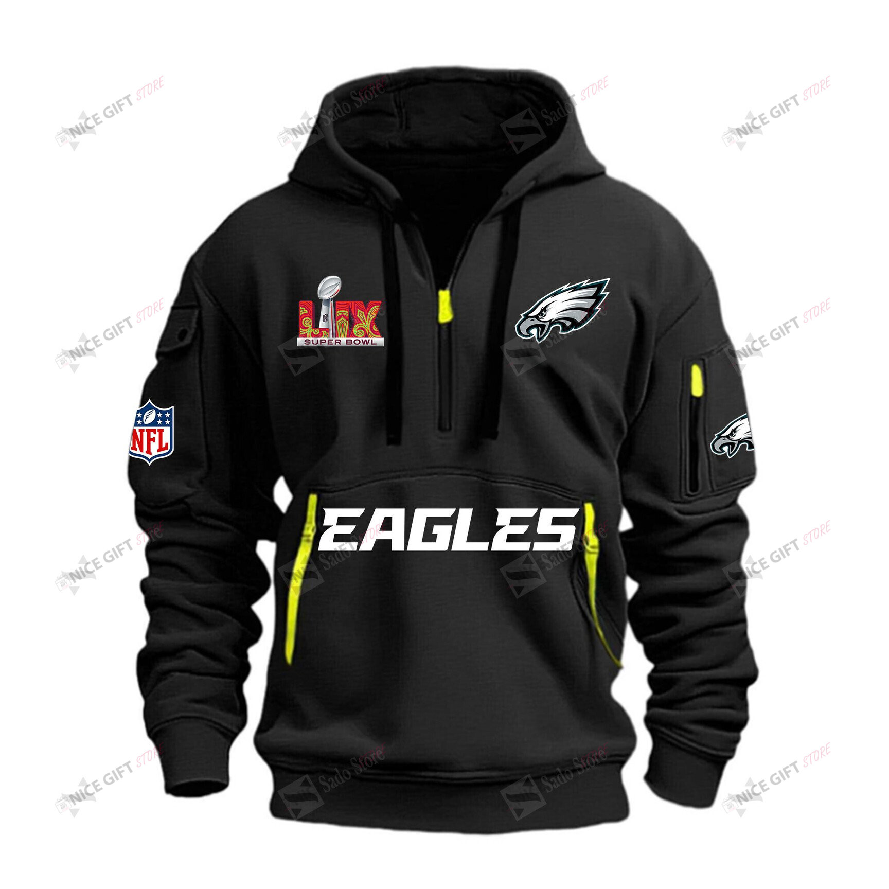Philadelphia Eagles Super Bowl LIX Quarter Zip Hoodie QZH-P4Z9S3 - Famjoys Philadelphia Eagles Super Bowl LIX Quarter Zip Hoodie QZH-P4Z9S3 - Famjoys