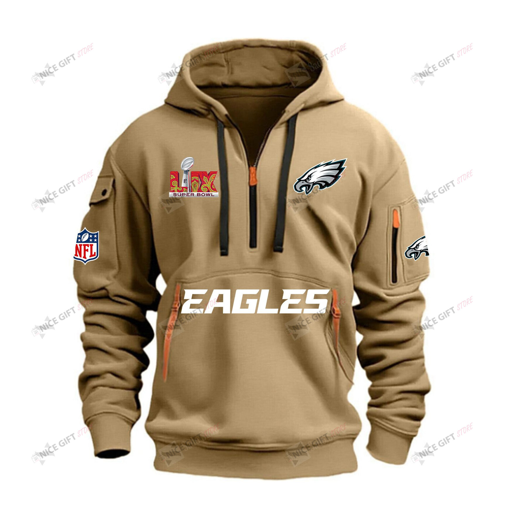 Philadelphia Eagles Super Bowl LIX Quarter Zip Hoodie QZH-P4Z9S3 - Famjoys Philadelphia Eagles Super Bowl LIX Quarter Zip Hoodie QZH-P4Z9S3 - Famjoys