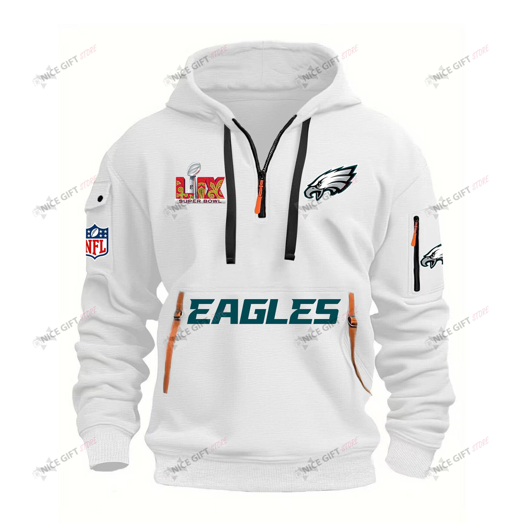 Philadelphia Eagles Super Bowl LIX Quarter Zip Hoodie QZH-P4Z9S3 - Famjoys Philadelphia Eagles Super Bowl LIX Quarter Zip Hoodie QZH-P4Z9S3 - Famjoys
