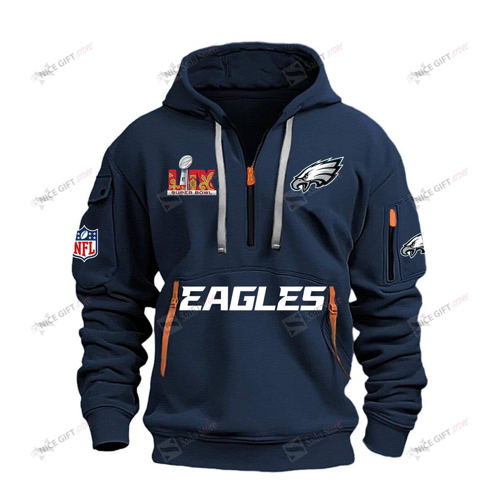 Philadelphia Eagles Super Bowl LIX Quarter Zip Hoodie QZH-P4Z9S3 - Famjoys Philadelphia Eagles Super Bowl LIX Quarter Zip Hoodie QZH-P4Z9S3 - Famjoys