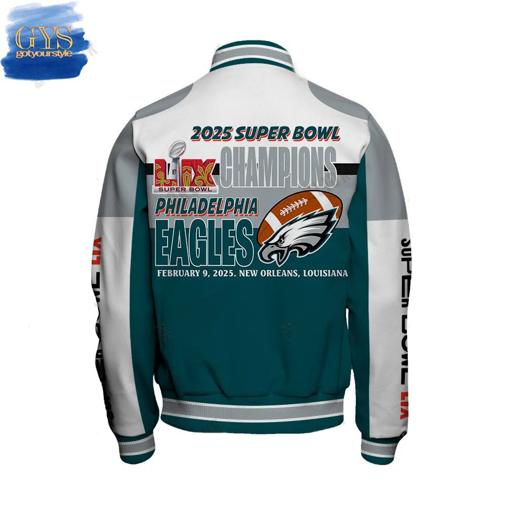 Philadelphia Eagles Super Bowl LIX Winning Spirit Baseball Jacket - Famjoys Philadelphia Eagles Super Bowl LIX Winning Spirit Baseball Jacket - Famjoys