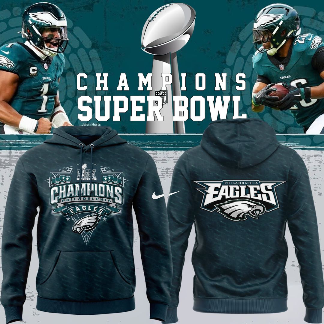 Philadelphia Eagles Super Bowl LVII Champions Hoodie - Famjoys Philadelphia Eagles Super Bowl LVII Champions Hoodie - Famjoys