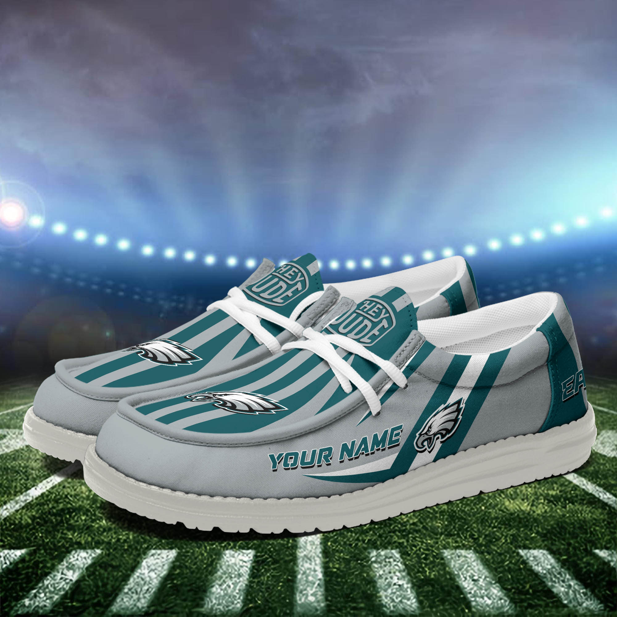 Philadelphia Eagles Team White Canvas Loafer Shoes Personalized Your Name - Famjoys Philadelphia Eagles Team White Canvas Loafer Shoes Personalized Your Name - Famjoys