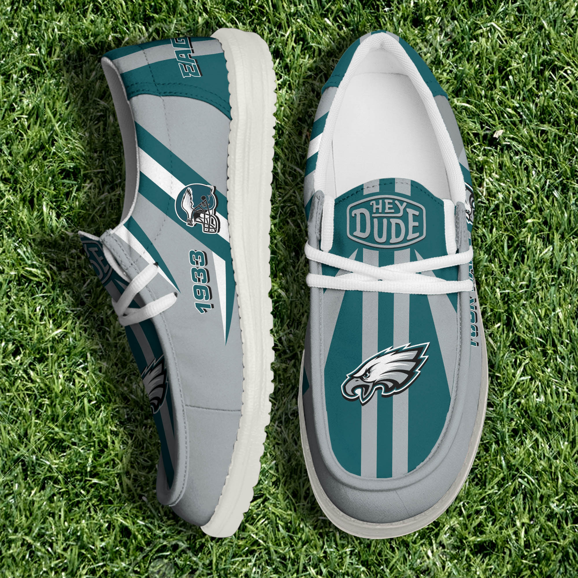 Philadelphia Eagles Team White Canvas Loafer Shoes Personalized Your Name - Famjoys Philadelphia Eagles Team White Canvas Loafer Shoes Personalized Your Name - Famjoys