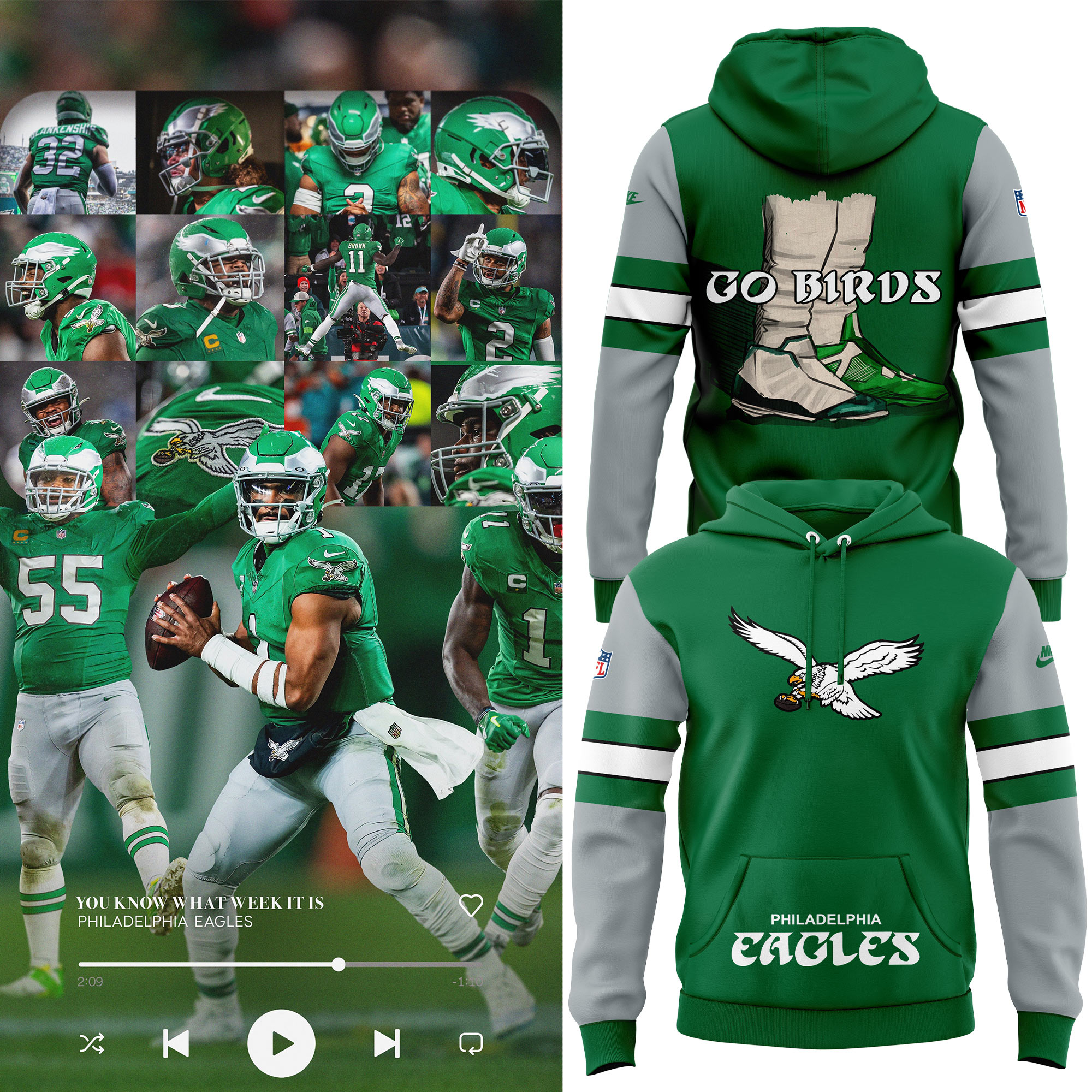 Philadelphia Eagles Two Shoes Throwback Hoodie 2024 - Famjoys Philadelphia Eagles Two Shoes Throwback Hoodie 2024 - Famjoys