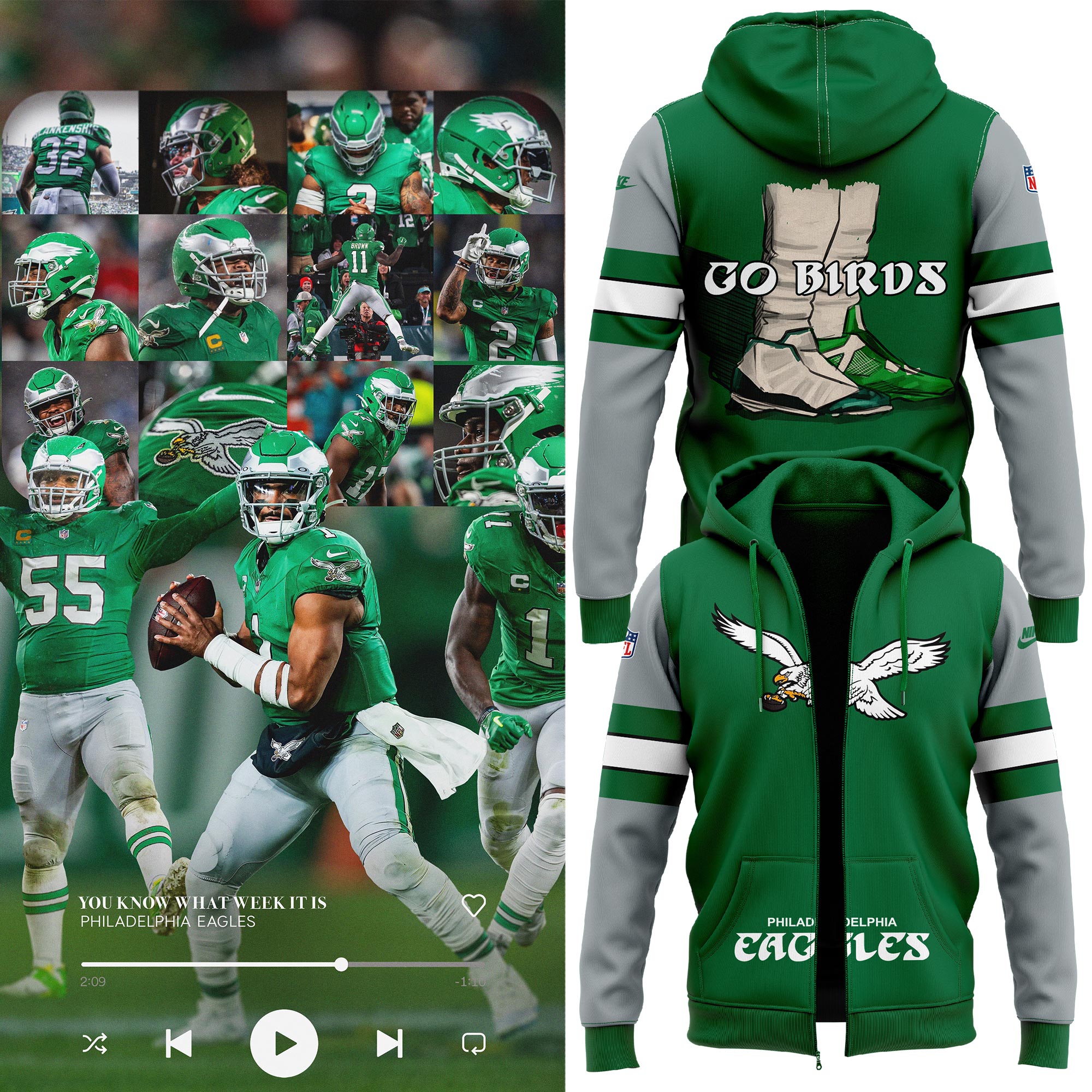 Philadelphia Eagles Two Shoes Throwback Zip Hoodie 2024 - Famjoys Philadelphia Eagles Two Shoes Throwback Zip Hoodie 2024 - Famjoys