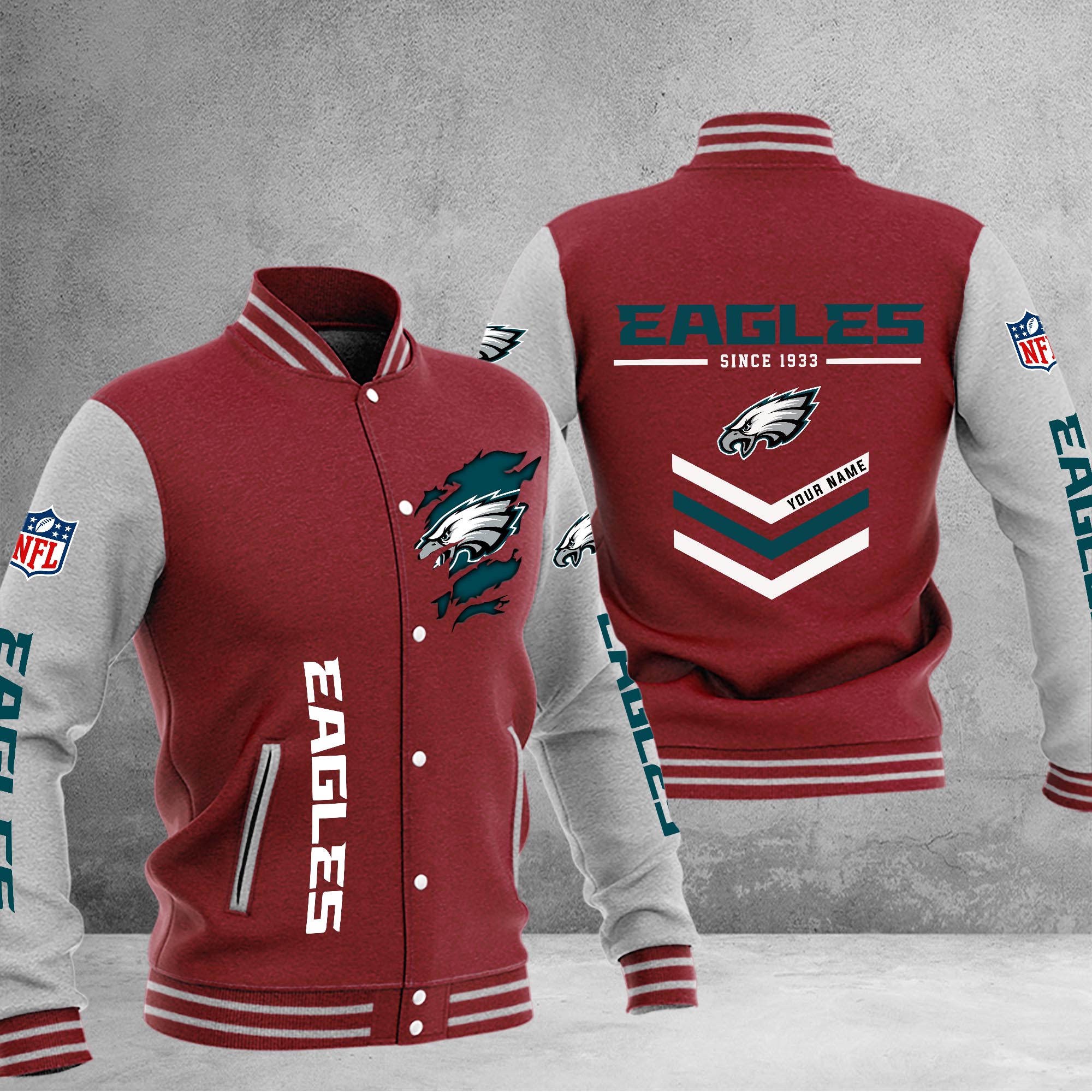 Philadelphia Eagles Varsity Baseball Jacket - Famjoys Philadelphia Eagles Varsity Baseball Jacket - Famjoys