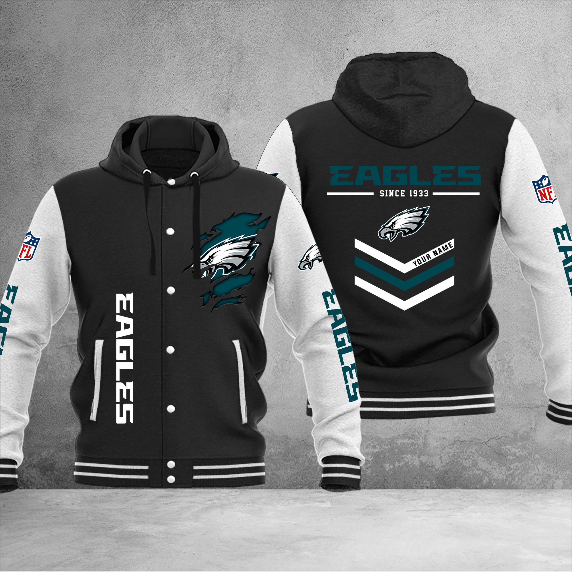 Philadelphia Eagles Varsity Baseball Jacket - Famjoys Philadelphia Eagles Varsity Baseball Jacket - Famjoys