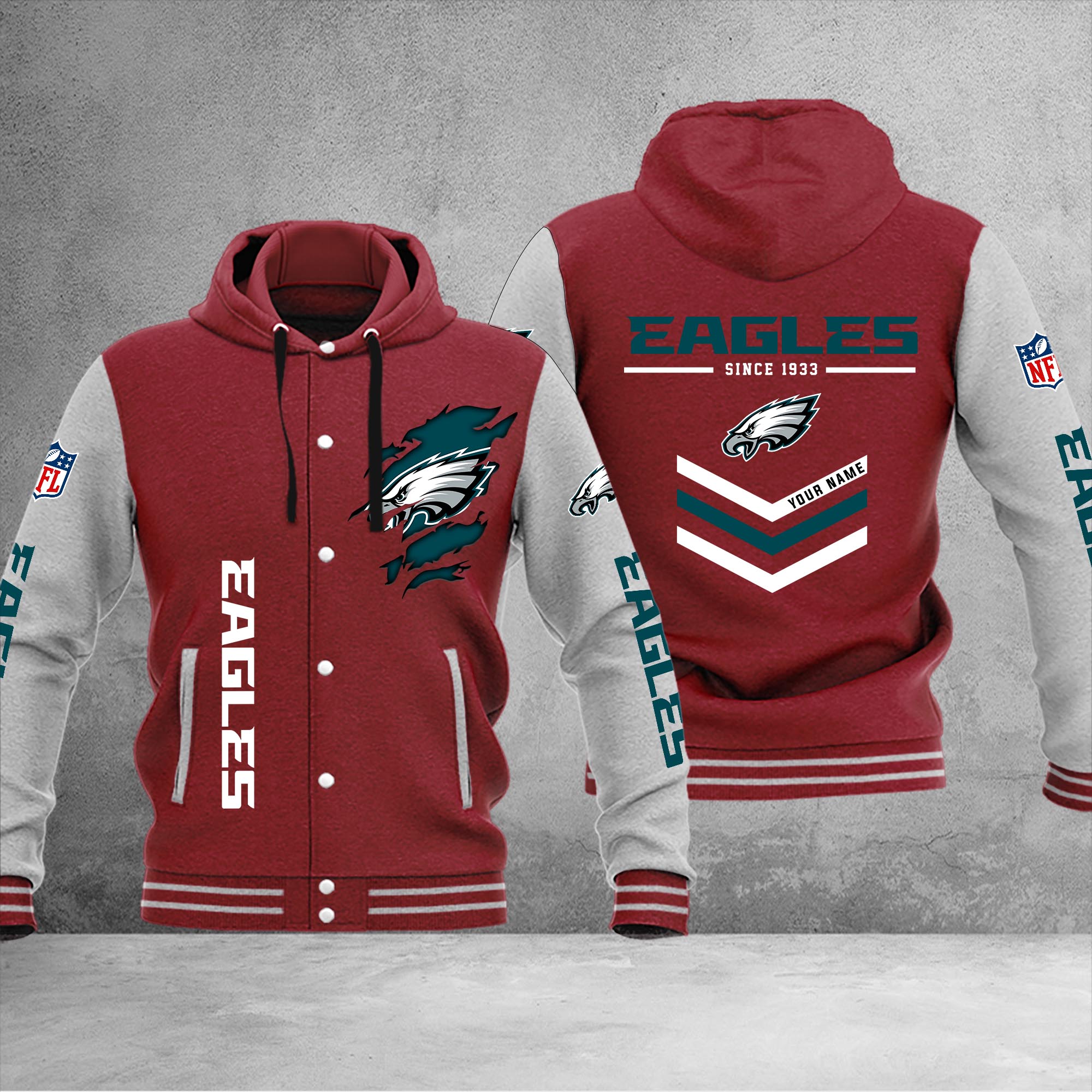 Philadelphia Eagles Varsity Baseball Jacket - Famjoys Philadelphia Eagles Varsity Baseball Jacket - Famjoys