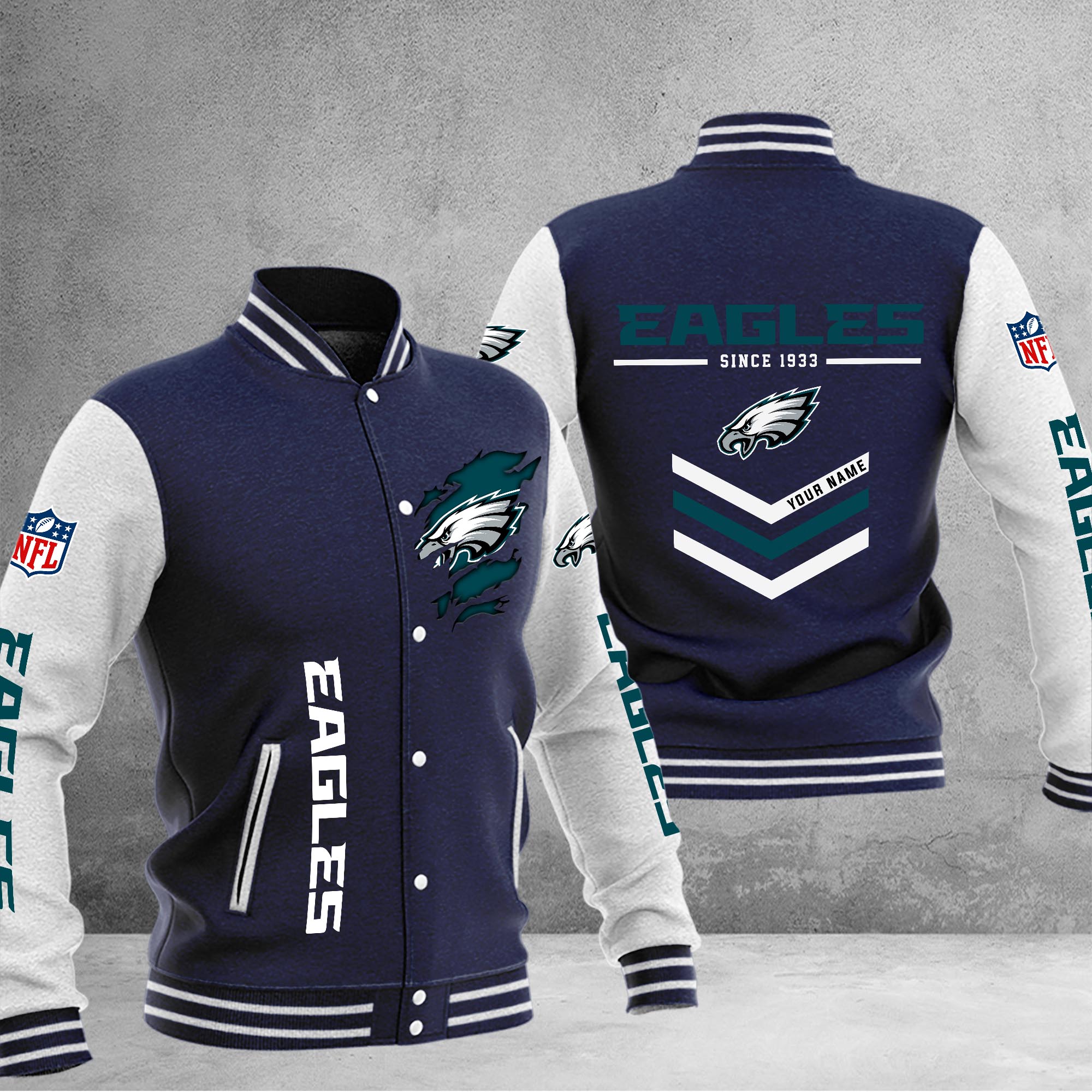 Philadelphia Eagles Varsity Baseball Jacket - Famjoys Philadelphia Eagles Varsity Baseball Jacket - Famjoys