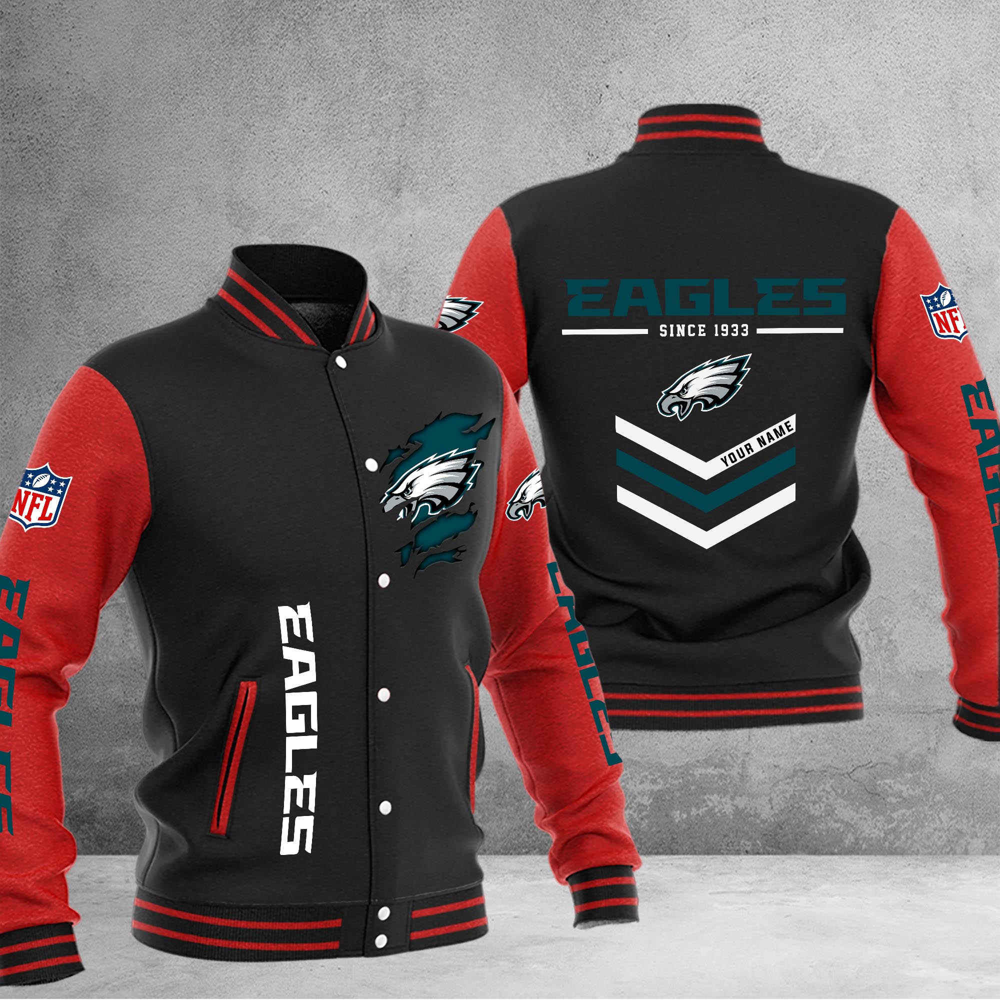 Philadelphia Eagles Varsity Baseball Jacket - Famjoys Philadelphia Eagles Varsity Baseball Jacket - Famjoys