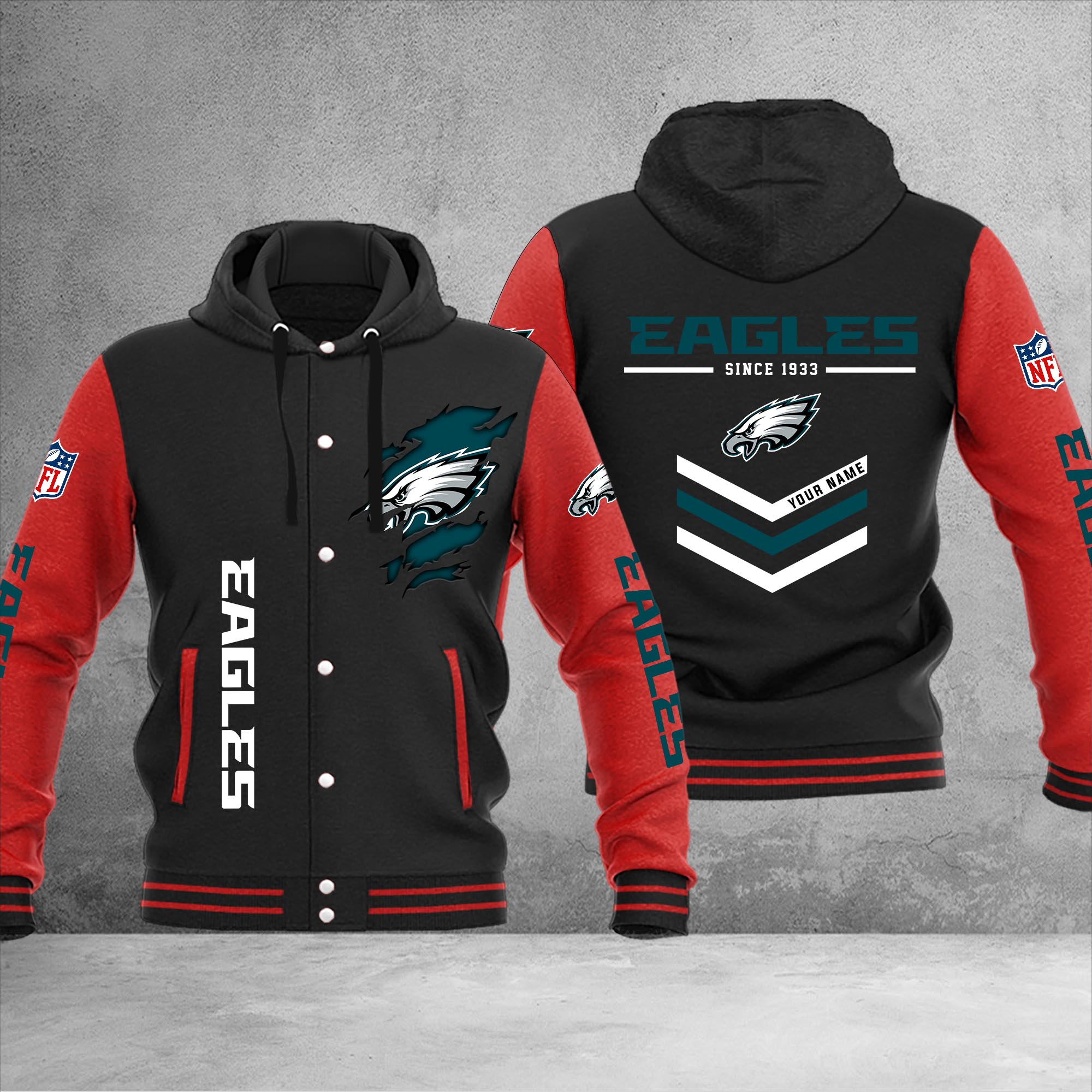Philadelphia Eagles Varsity Baseball Jacket - Famjoys Philadelphia Eagles Varsity Baseball Jacket - Famjoys