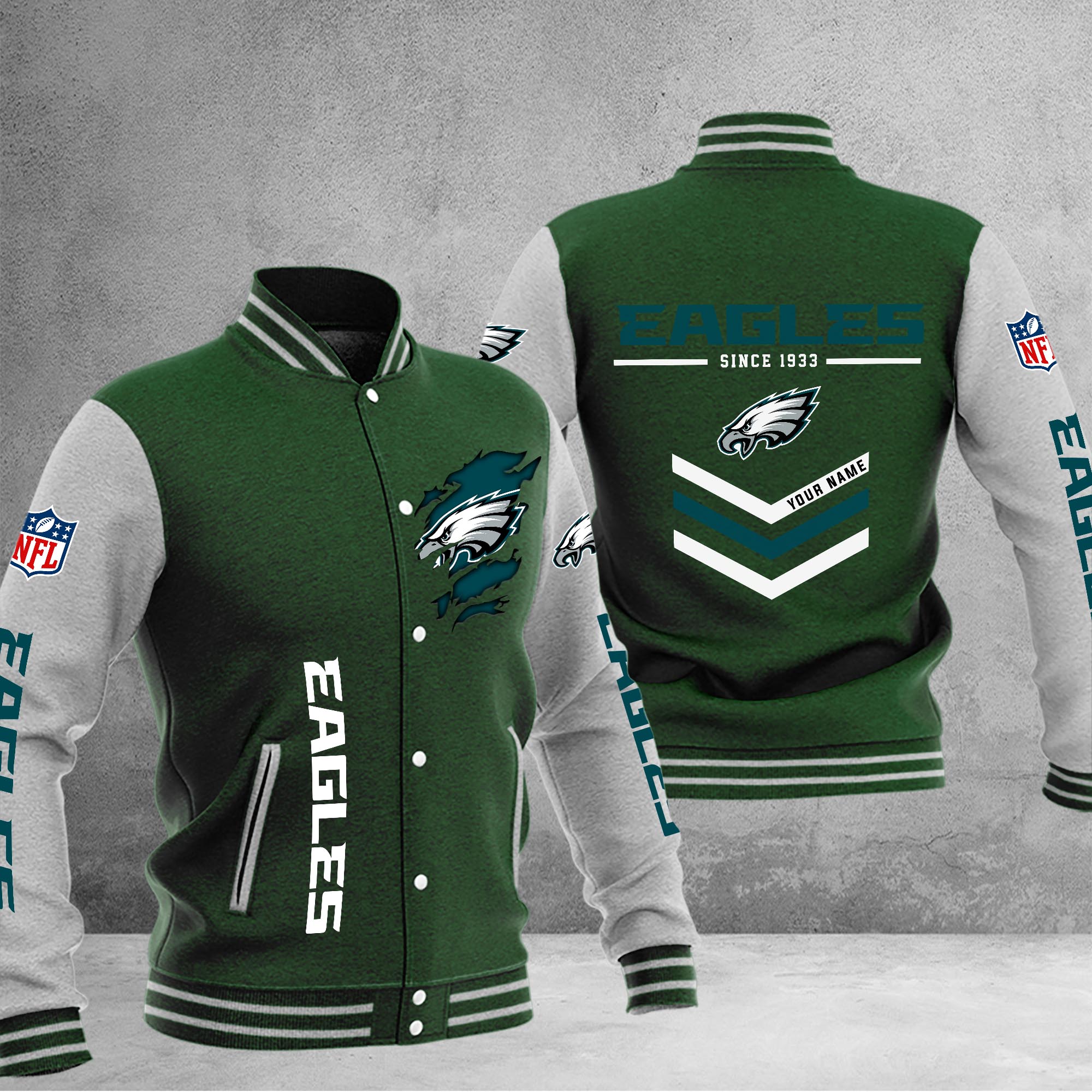Philadelphia Eagles Varsity Baseball Jacket - Famjoys Philadelphia Eagles Varsity Baseball Jacket - Famjoys