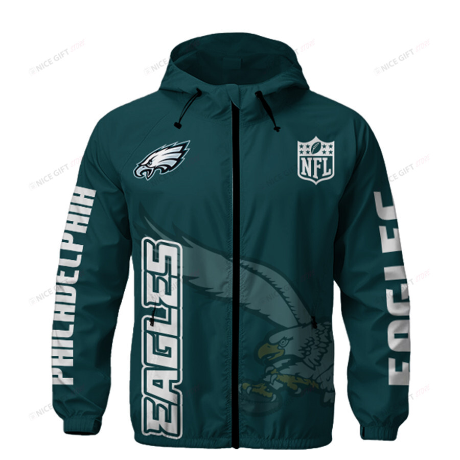 Philadelphia Eagles Windbreaker Outdoor Jacket WOJ-D2N0R2 - Famjoys Philadelphia Eagles Windbreaker Outdoor Jacket WOJ-D2N0R2 - Famjoys