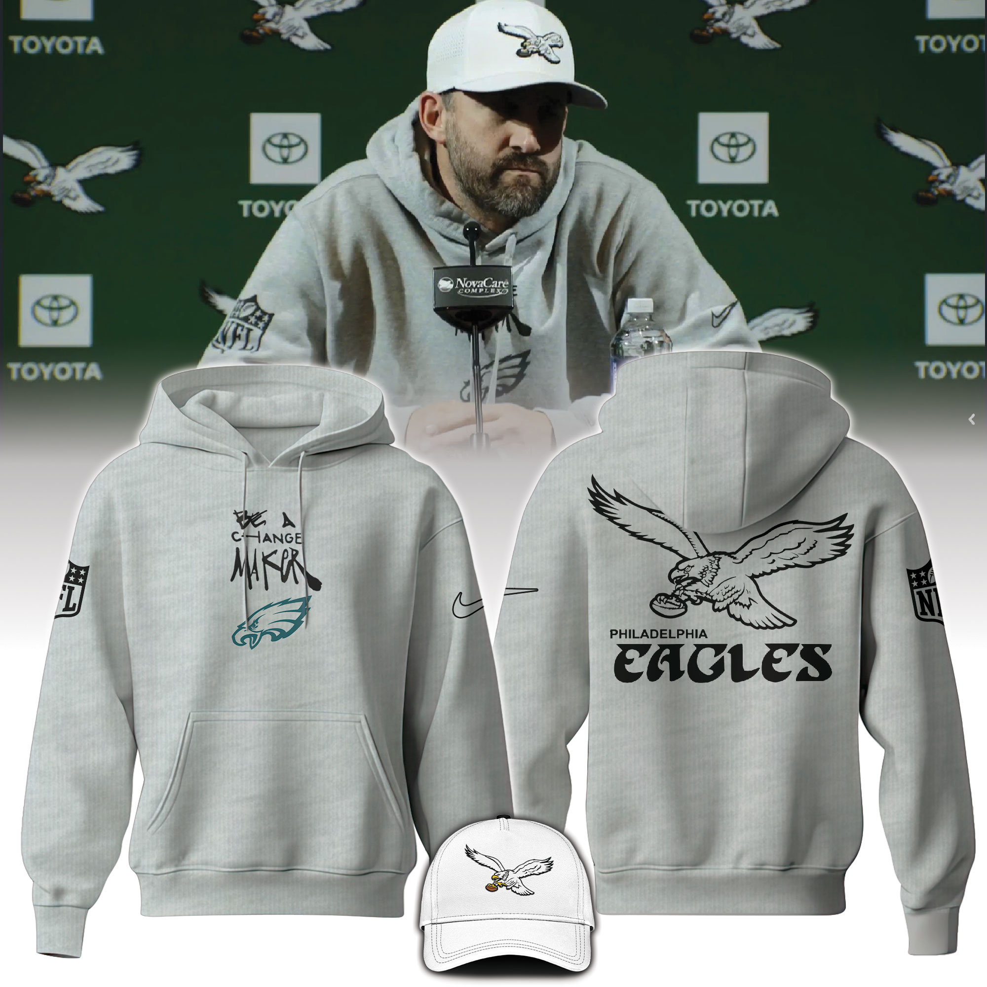 Philadelphia Eagles x Be A Change Maker Hoodie - Famjoys Philadelphia Eagles x Be A Change Maker Hoodie - Famjoys