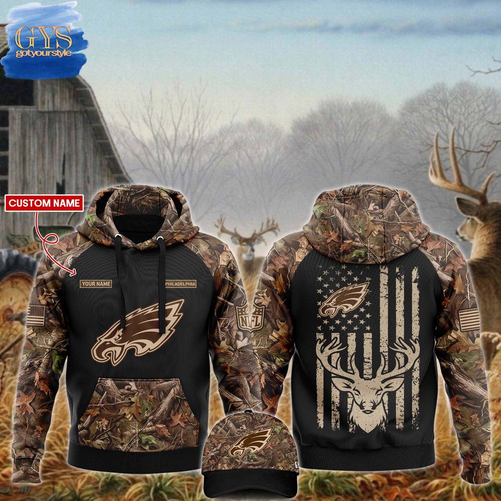 Philadelphia Eagles x Hunting Hoodie - Famjoys Philadelphia Eagles x Hunting Hoodie - Famjoys