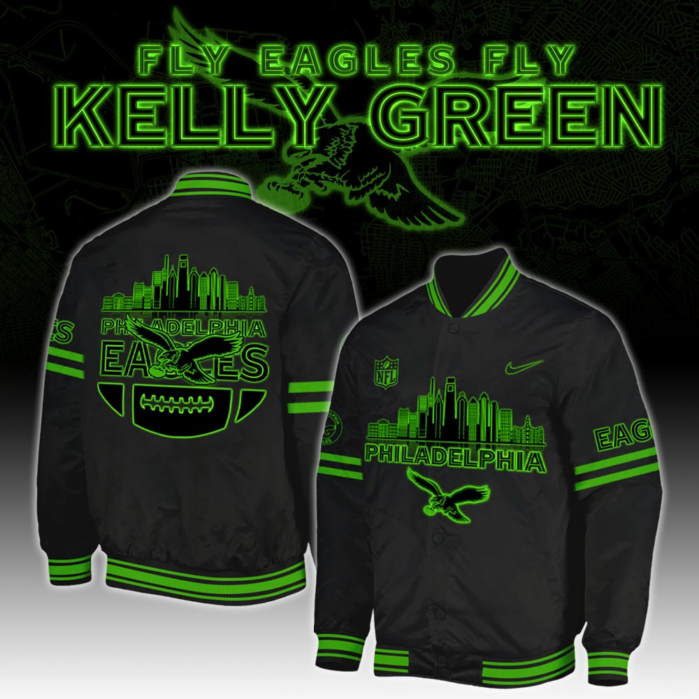 Philadelphia Eagles x Kelly Green Bomber 2025 - Famjoys Philadelphia Eagles x Kelly Green Bomber 2025 - Famjoys