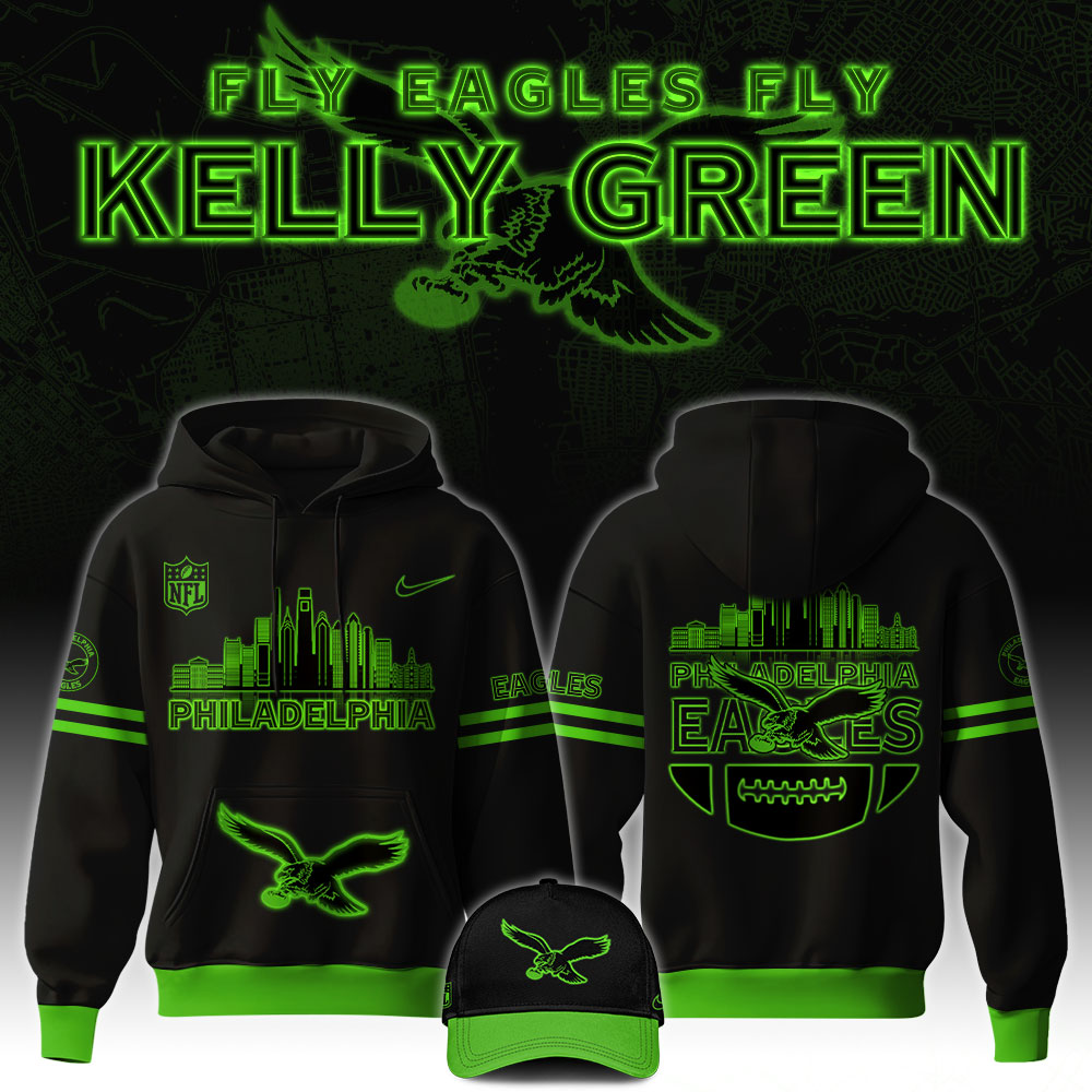 Philadelphia Eagles x Kelly Green Hoodie 2025 - Famjoys Philadelphia Eagles x Kelly Green Hoodie 2025 - Famjoys