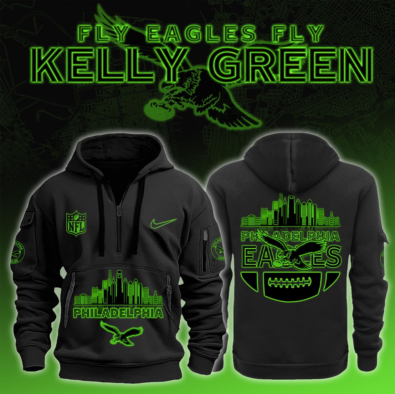 Philadelphia Eagles x Kelly Green New Hoodie 2025 - Famjoys Philadelphia Eagles x Kelly Green New Hoodie 2025 - Famjoys