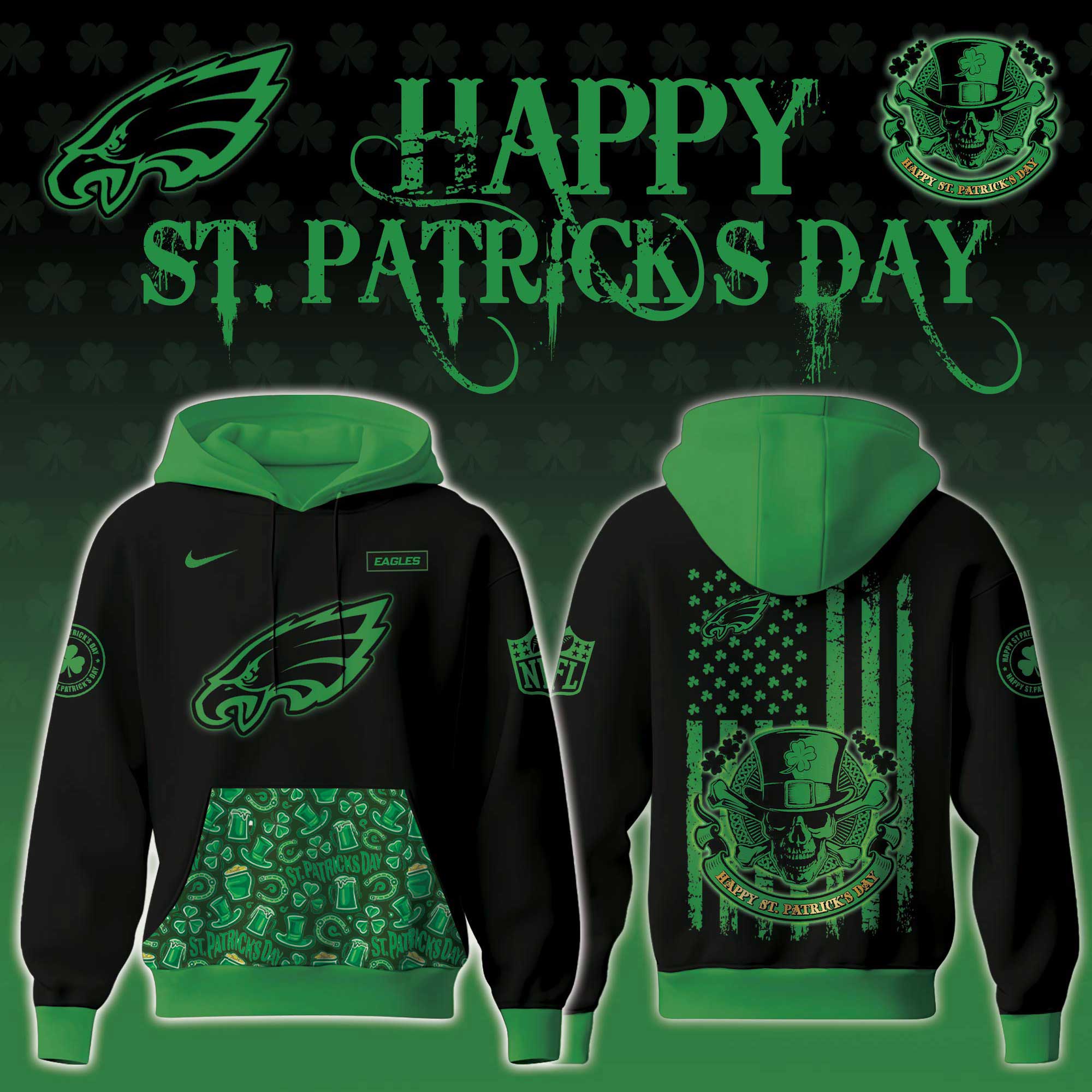 Philadelphia Eagles x StPatrick Day Hoodie - Famjoys Philadelphia Eagles x StPatrick Day Hoodie - Famjoys