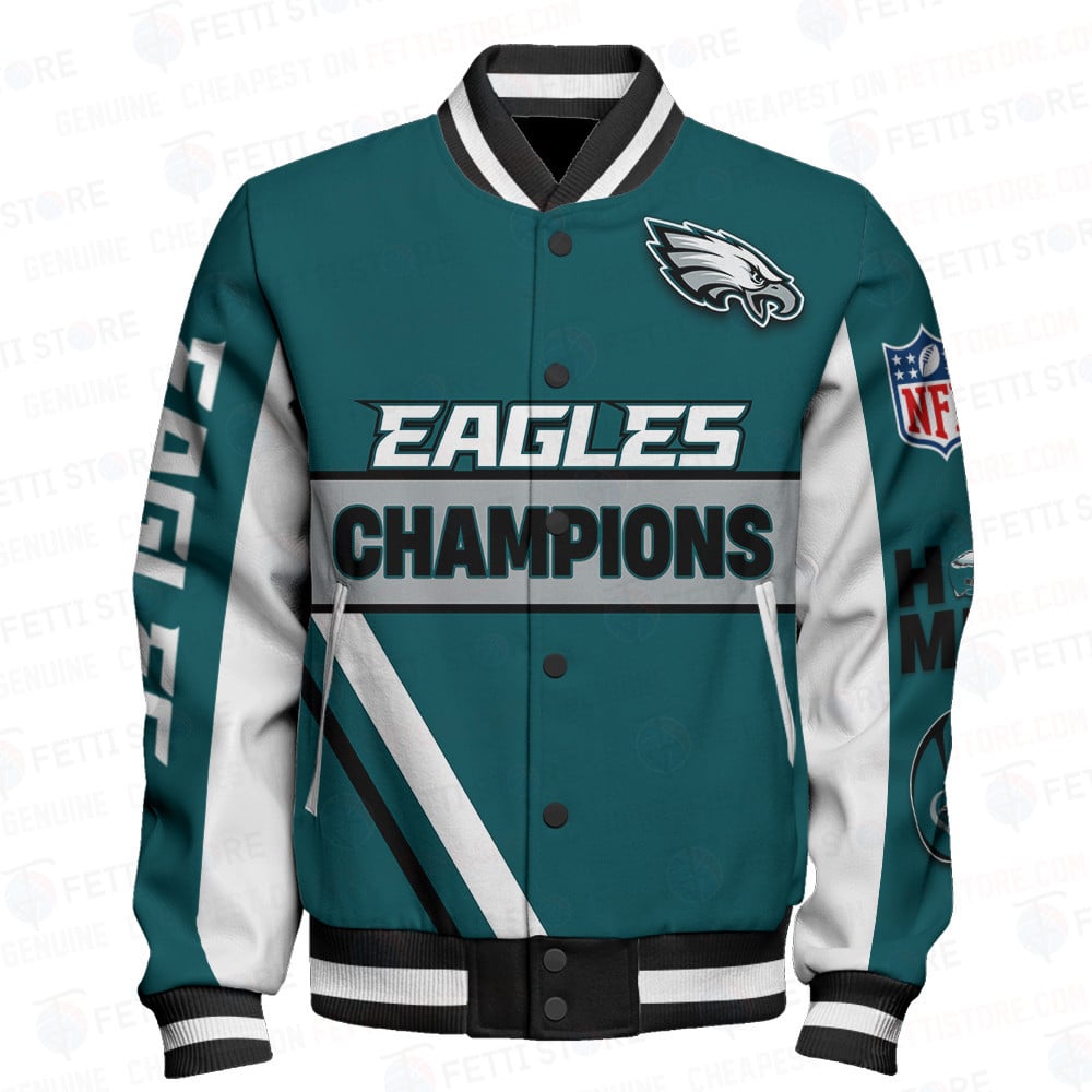 Philadelphia Eagles X Super Bowl Champions Design Varsity Jacket - Famjoys Philadelphia Eagles X Super Bowl Champions Design Varsity Jacket - Famjoys