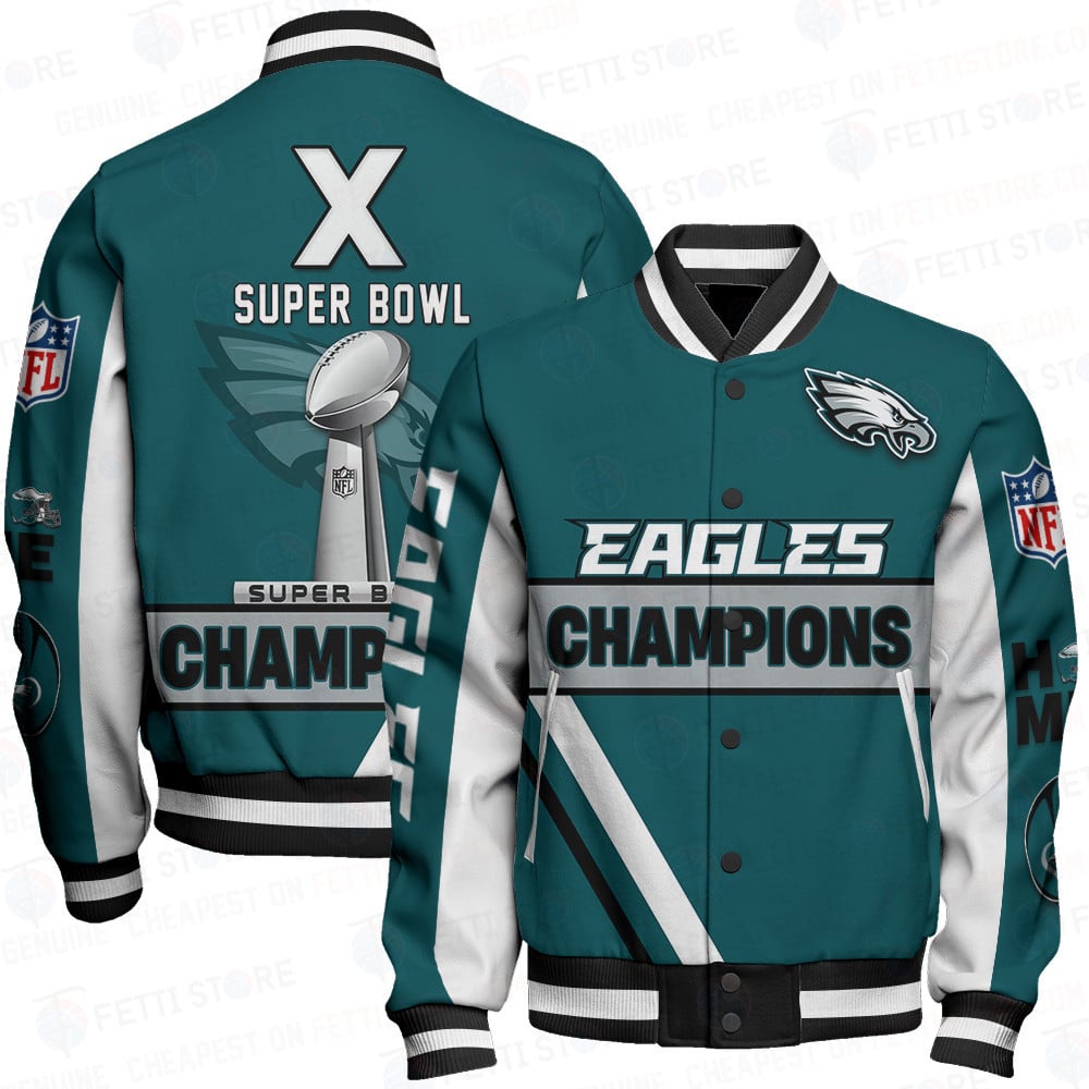 Philadelphia Eagles X Super Bowl Champions Design Varsity Jacket - Famjoys Philadelphia Eagles X Super Bowl Champions Design Varsity Jacket - Famjoys