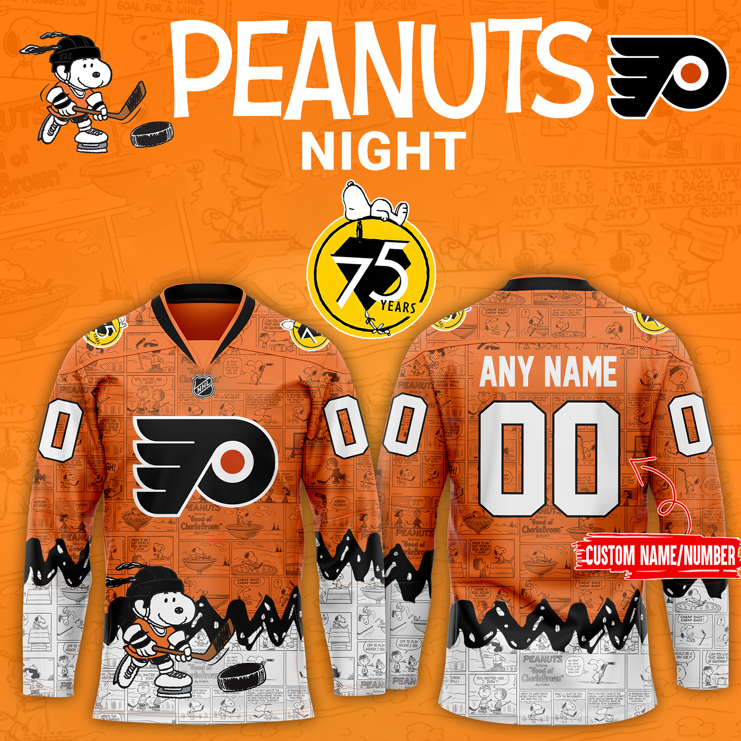 Philadelphia Flyers 75th Anniversary of Jersey - Famjoys Philadelphia Flyers 75th Anniversary of Jersey - Famjoys
