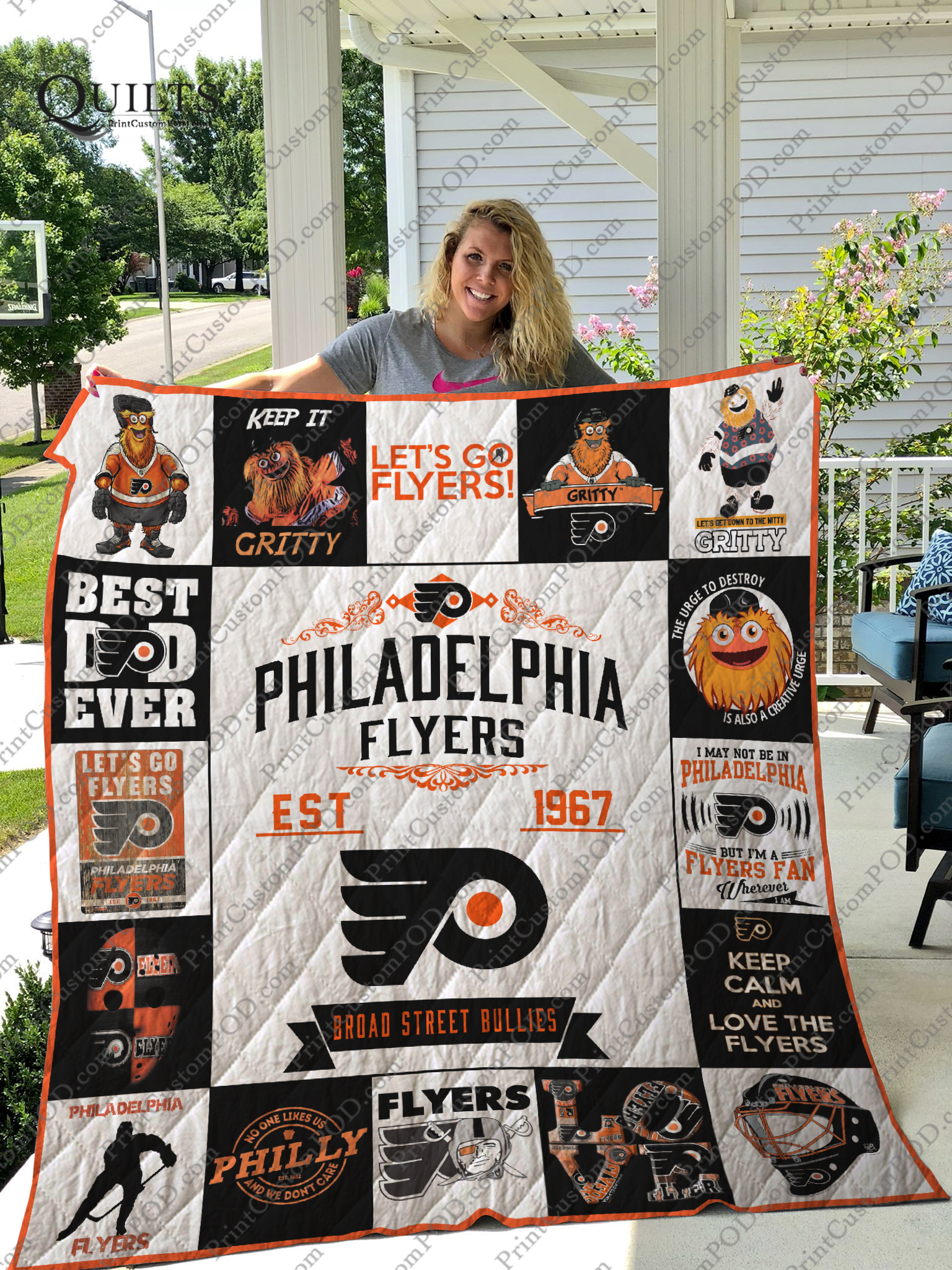 Philadelphia Flyers Quilt Blanket Ver 17 - Famjoys Philadelphia Flyers Quilt Blanket Ver 17 - Famjoys
