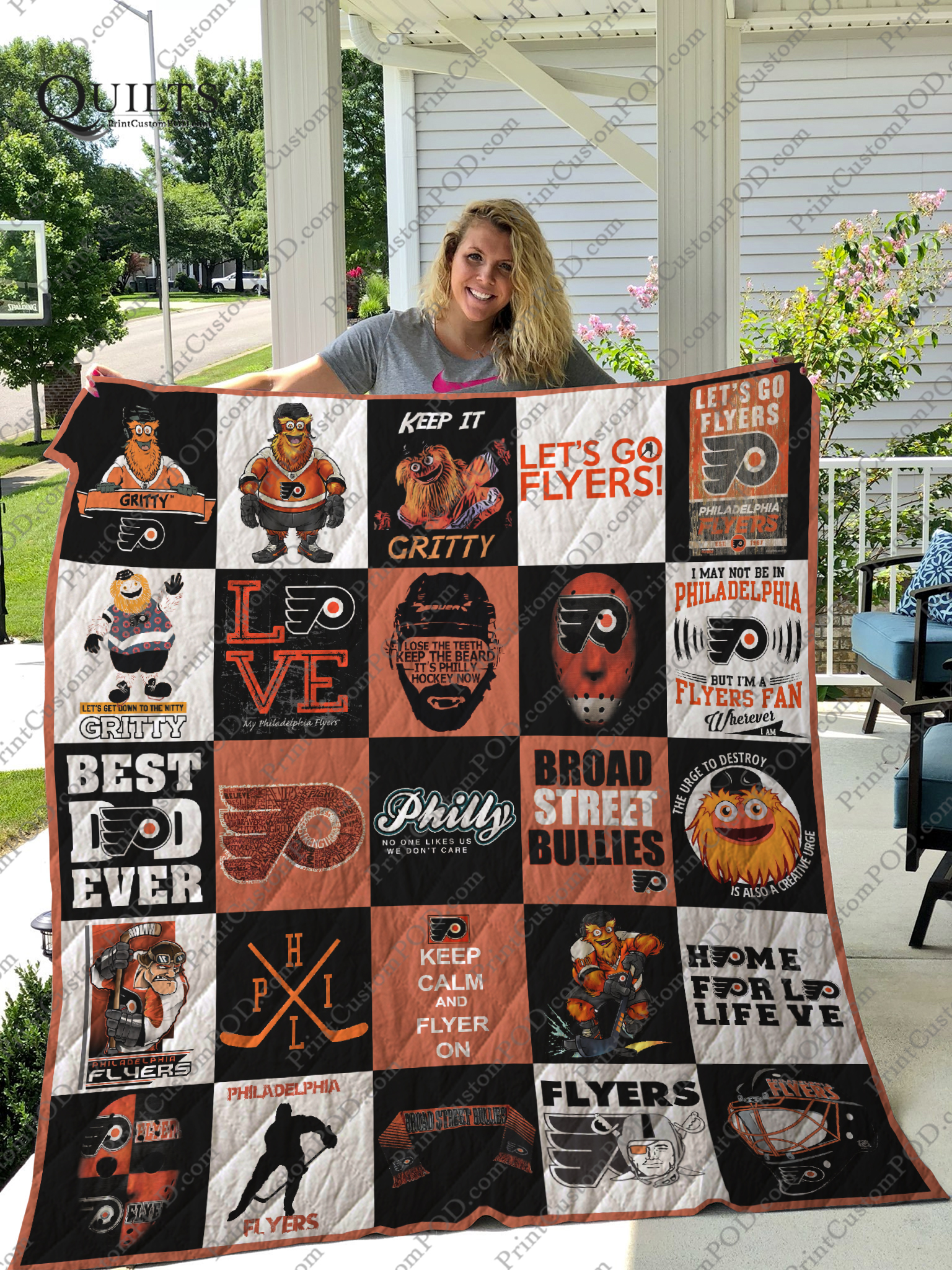 Philadelphia Flyers Quilt Blanket Ver 25 - Famjoys Philadelphia Flyers Quilt Blanket Ver 25 - Famjoys