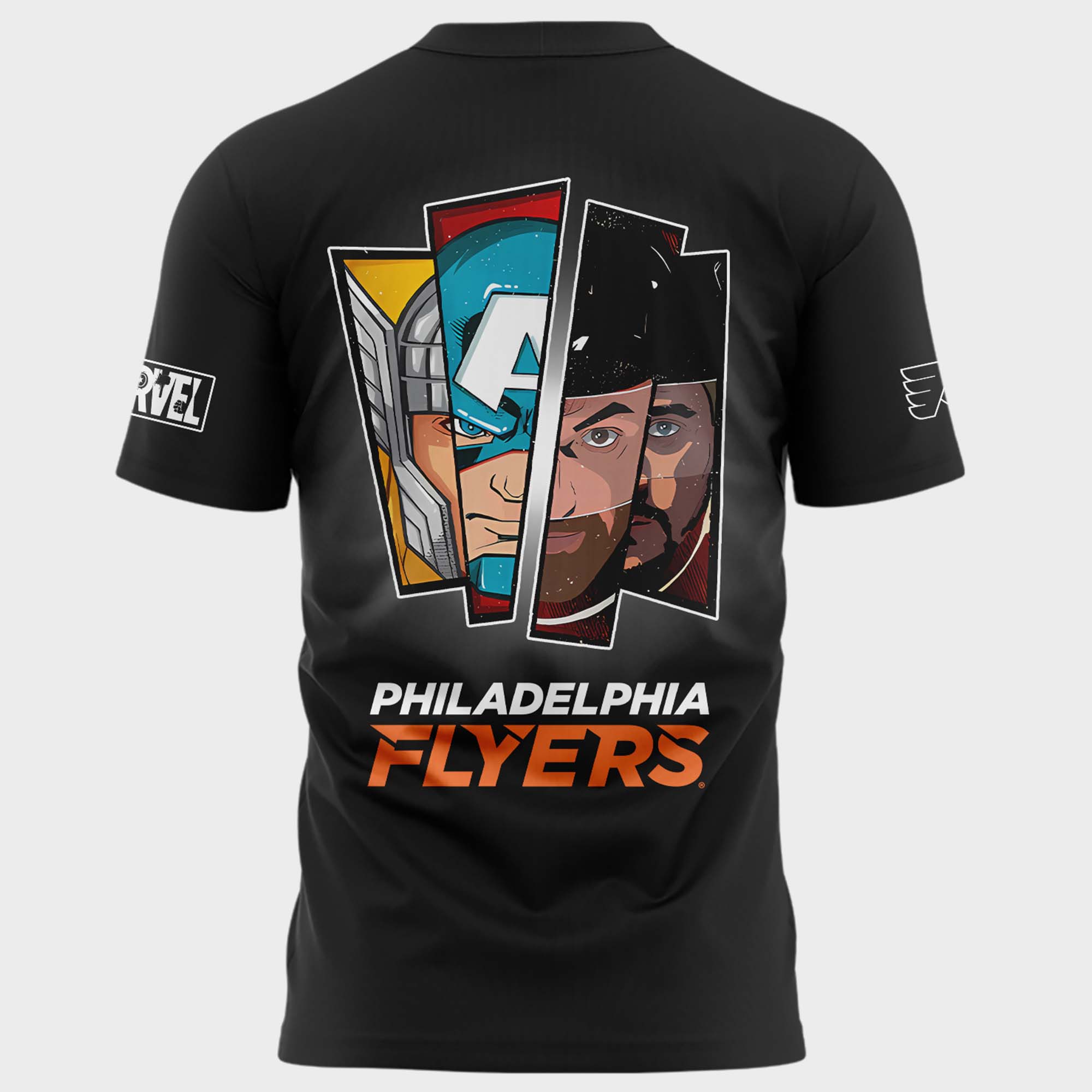 Philadelphia Flyers x 2025 Marvel Super Hero Game Premium Tee - Famjoys Philadelphia Flyers x 2025 Marvel Super Hero Game Premium Tee - Famjoys