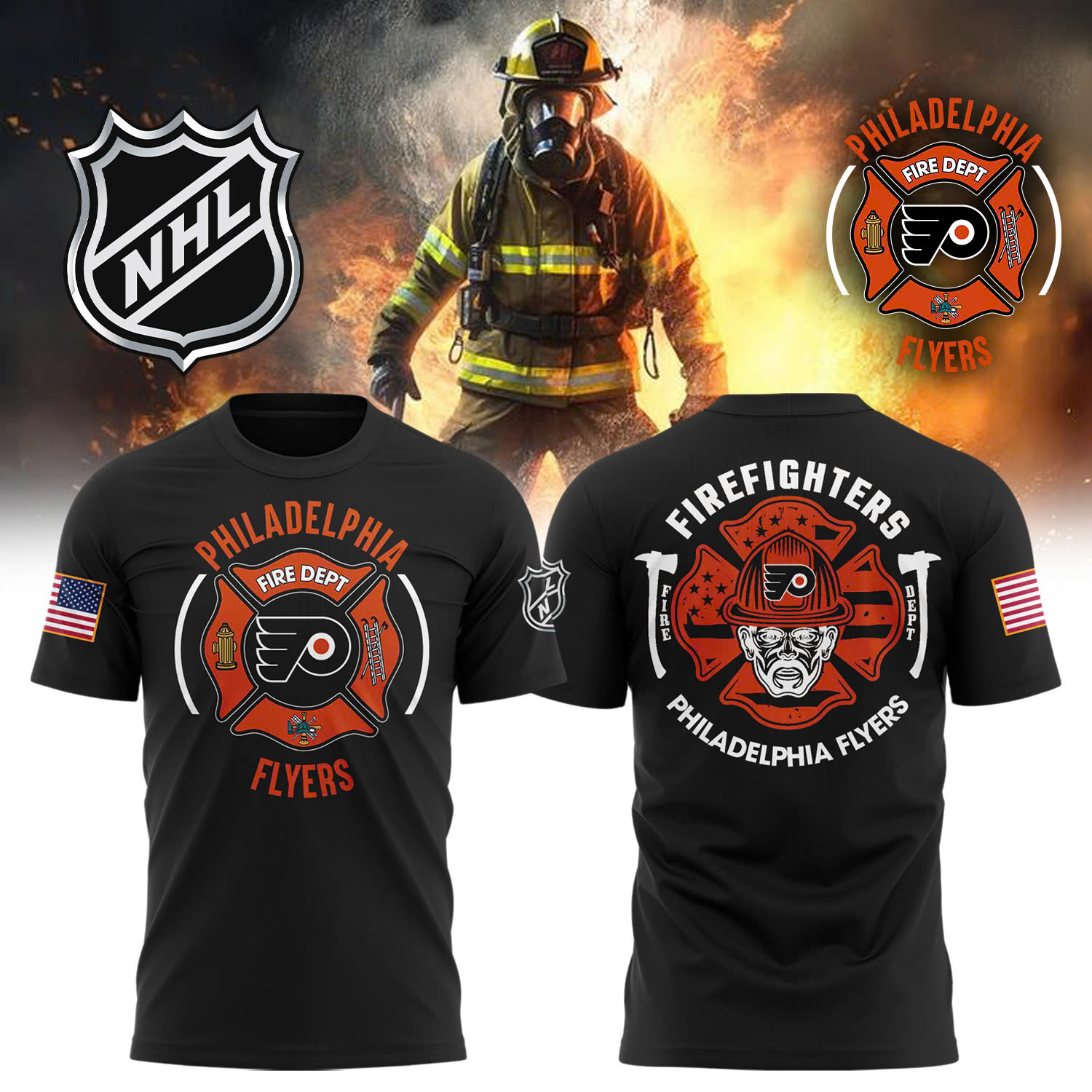 Philadelphia Flyers x Firefighter Appreciation Night Premium Tee - Famjoys Philadelphia Flyers x Firefighter Appreciation Night Premium Tee - Famjoys