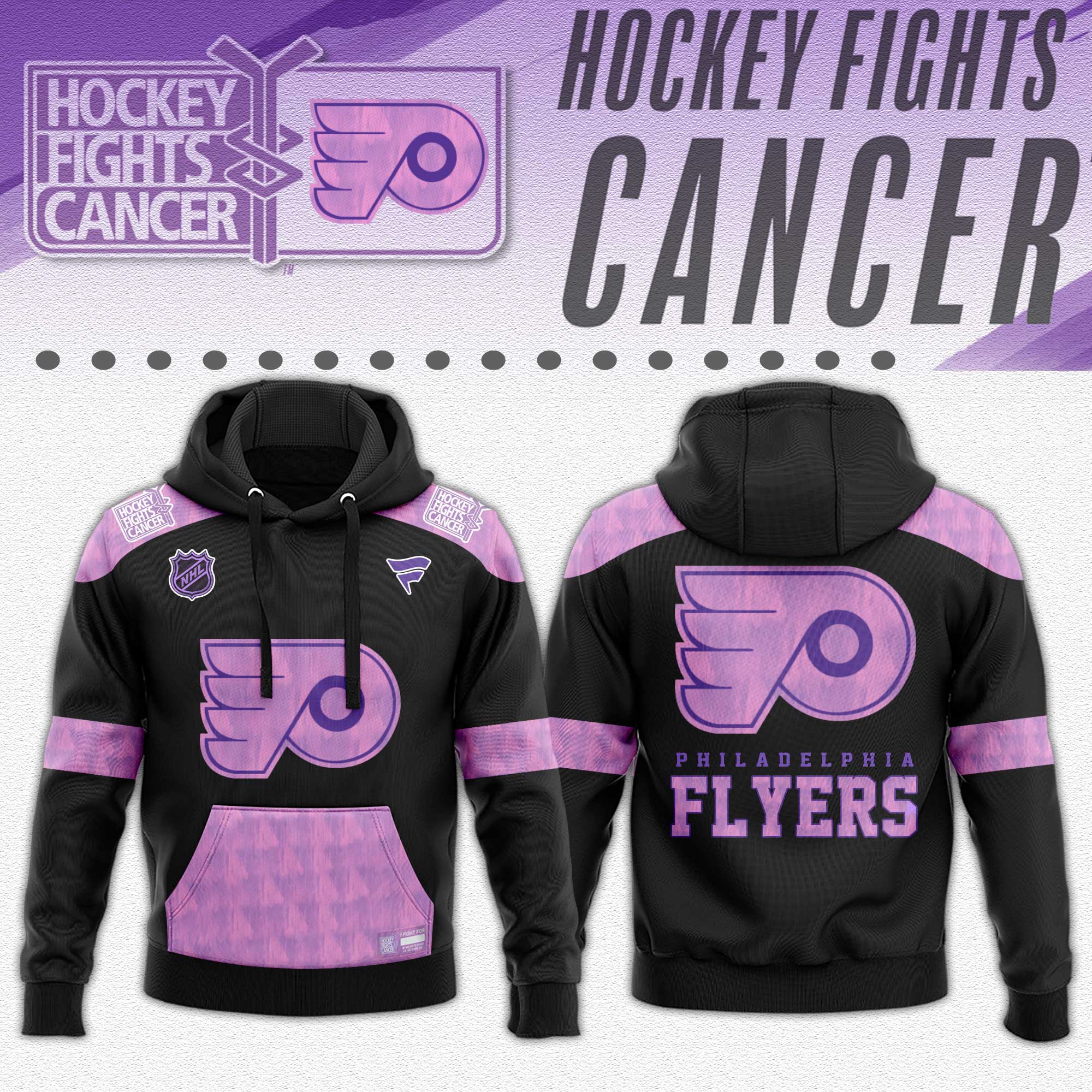 Philadelphia Flyers x Hockey Fights Cancer Black Hoodie 2024 - Famjoys Philadelphia Flyers x Hockey Fights Cancer Black Hoodie 2024 - Famjoys